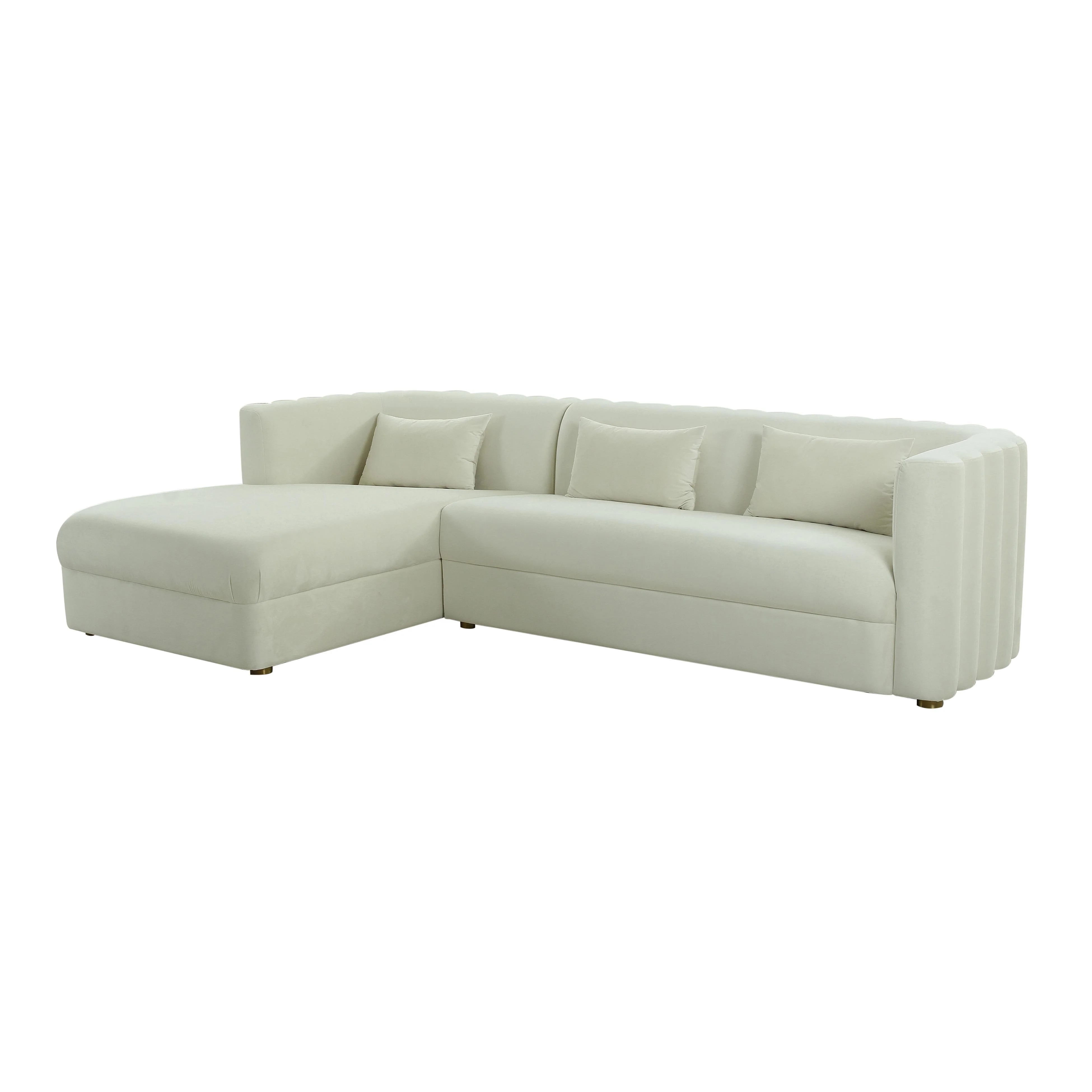 Callie Cream Velvet Sectional - LAF - Remutear