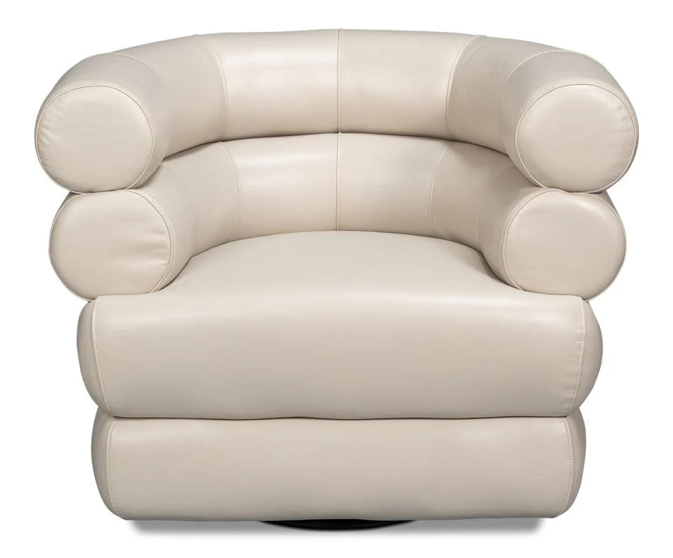 Rondo Leather Swivel Chair - White - Remutear