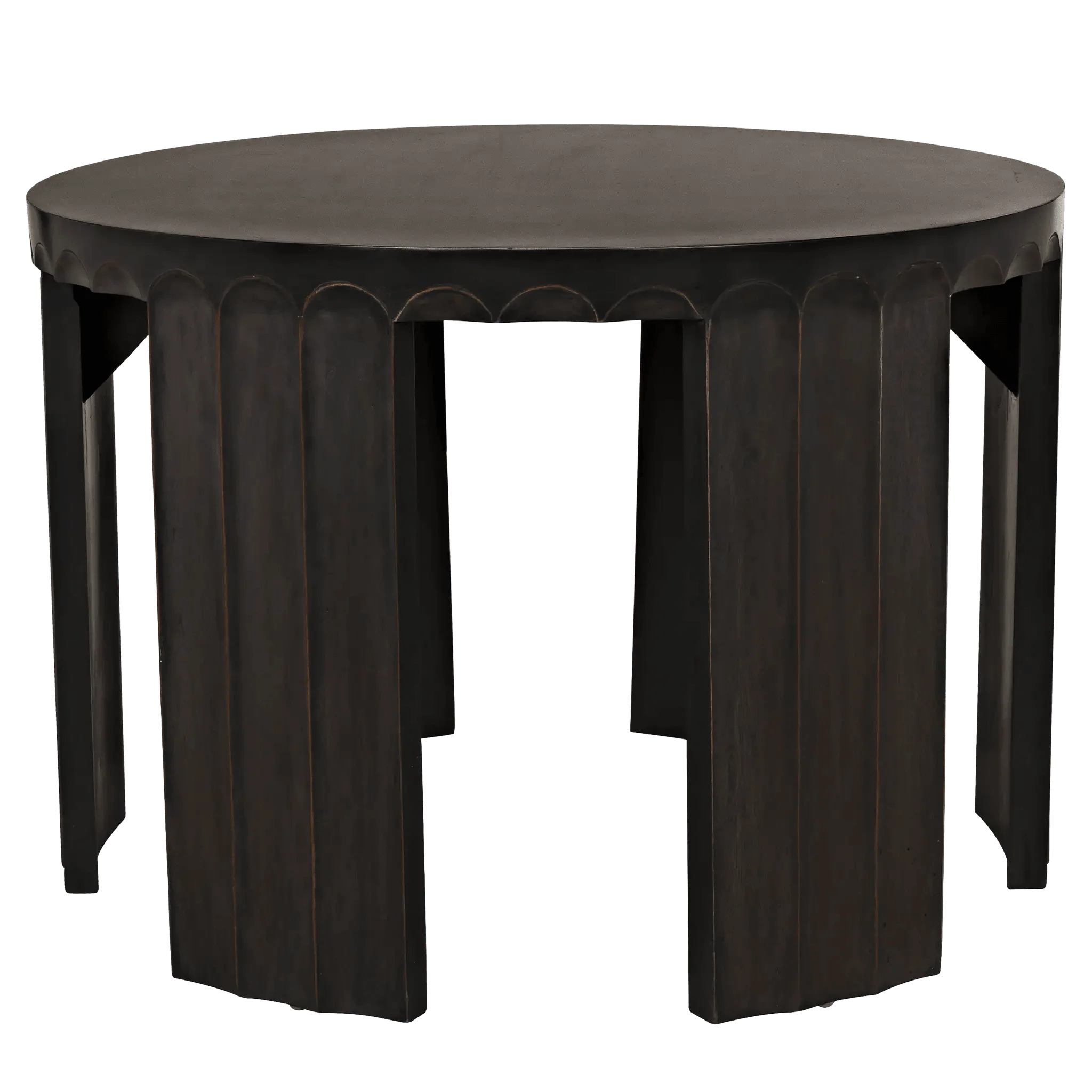Fluted Side Table, Pale with Light Brown Trim - Remutear