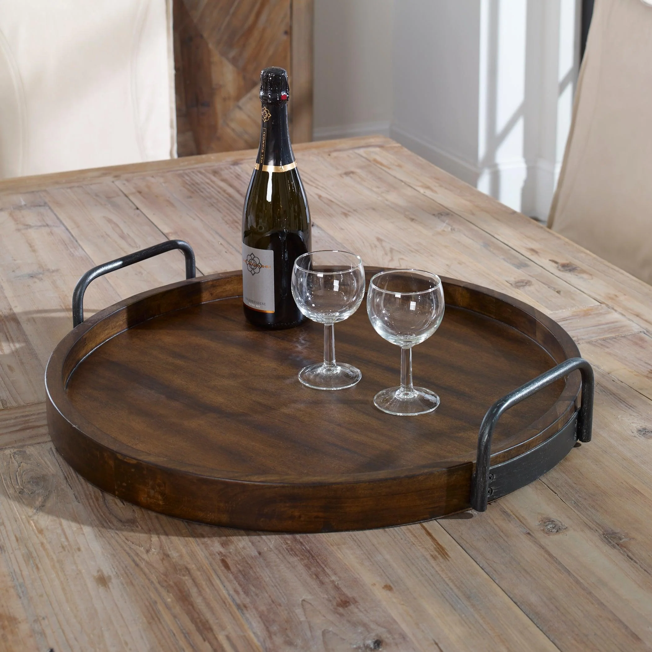 REINE ROUND WOODEN TRAY - Remutear
