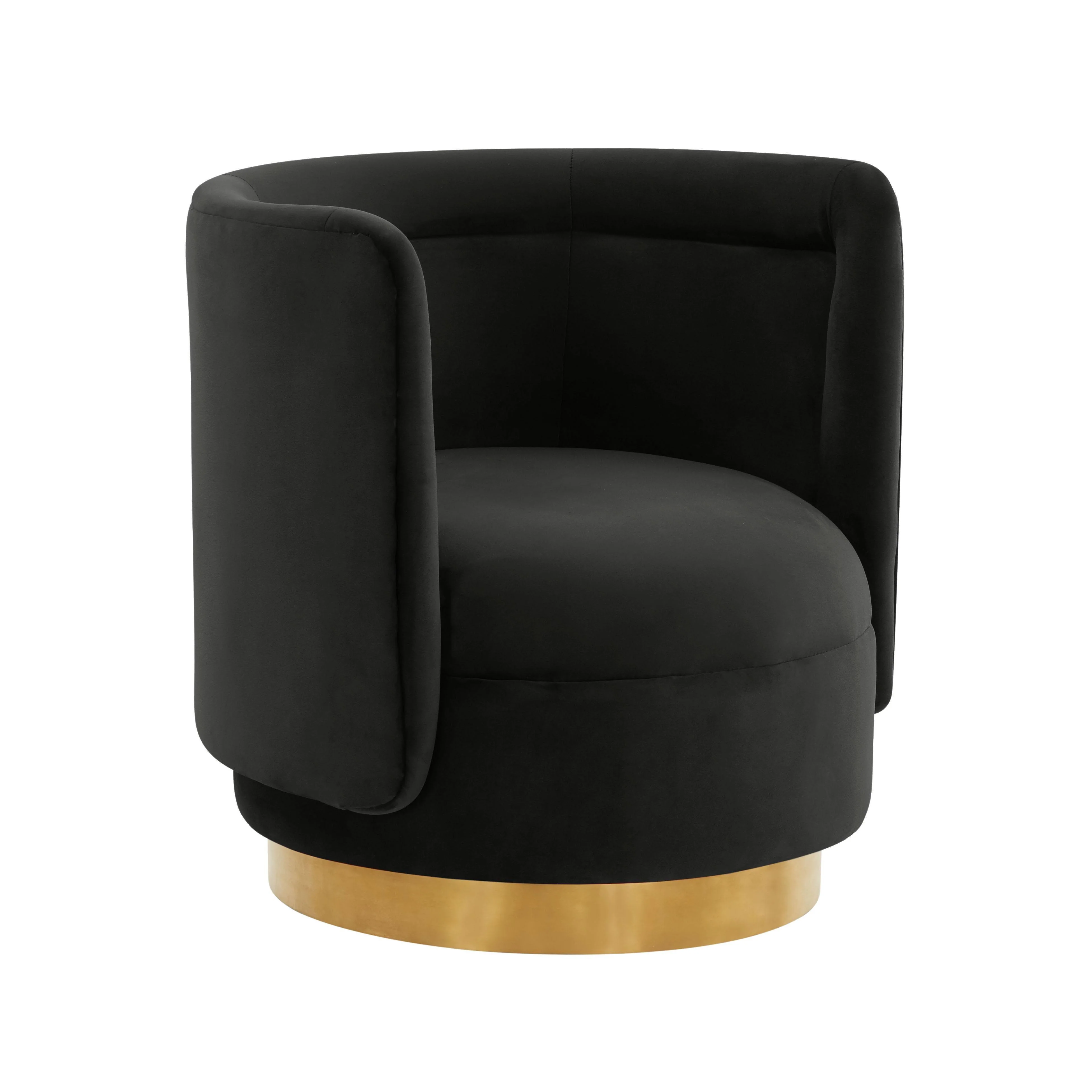 Remy Black Velvet Swivel Chair - Remutear