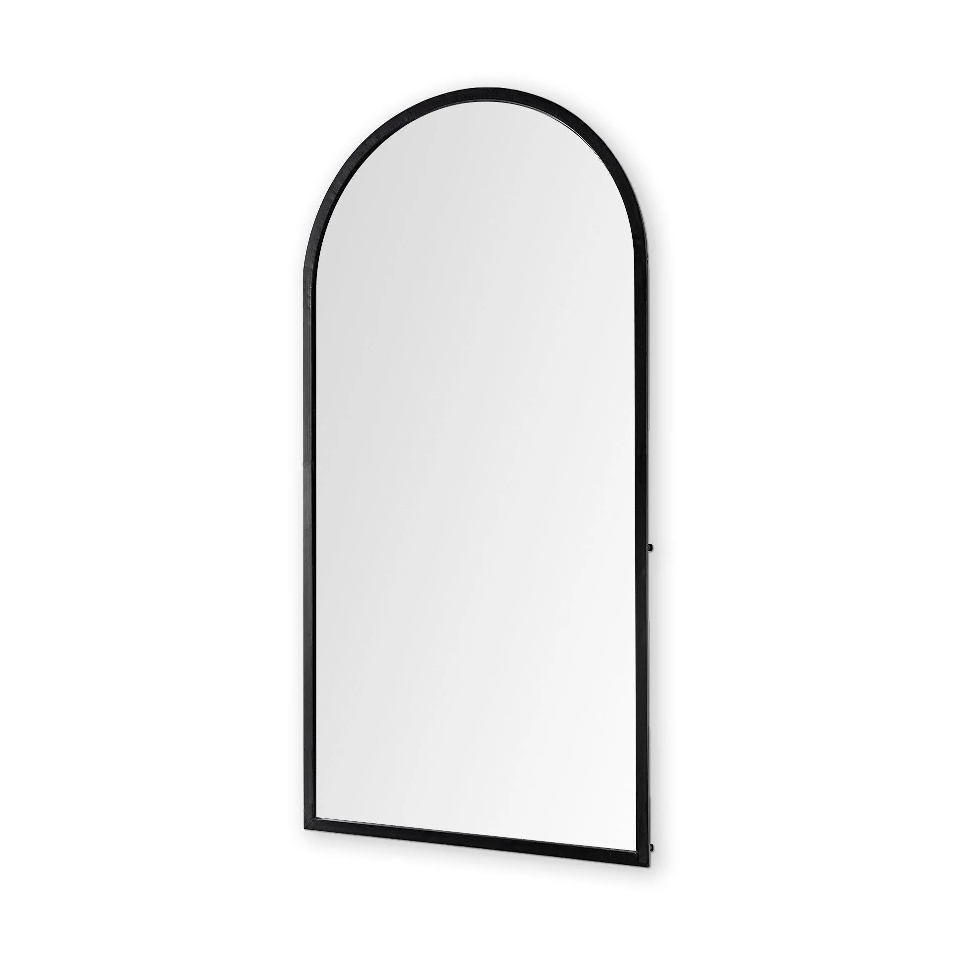 Giovanna 23.6L x 1.2W x 48.8H Black Metal Frame Rounded Arch Vanity Mirror - Remutear