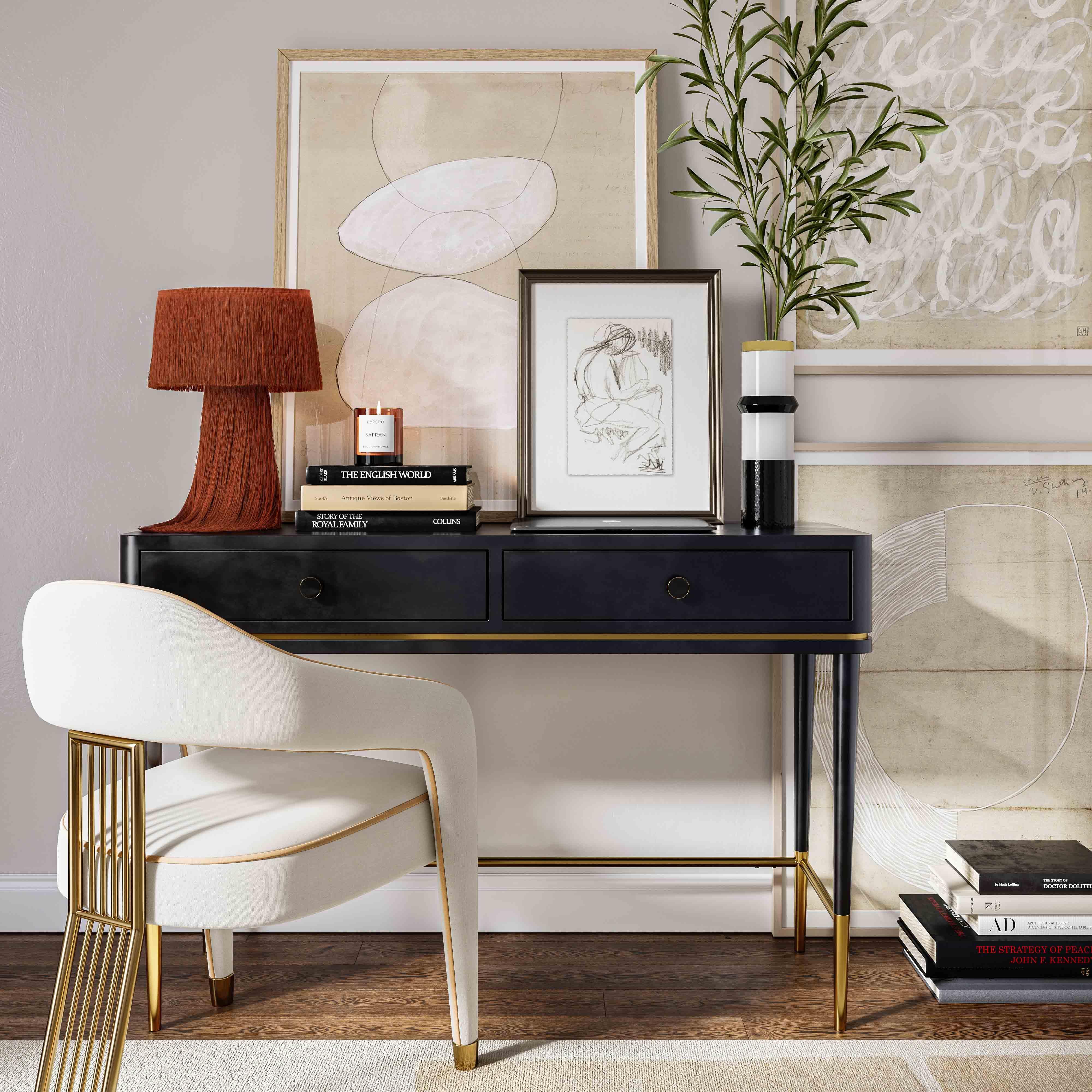 Mariah Two Drawer Black Desk - Remutear