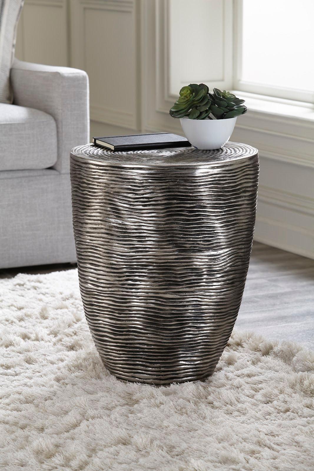 Ripple Side Table, Resin, Silver Leaf with Antiquing - Remutear