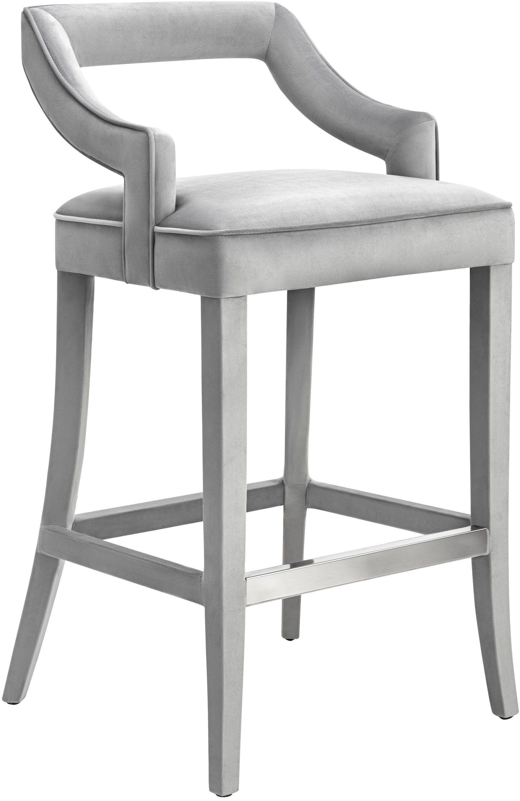 Tiffany Grey Velvet Bar Stool - Remutear
