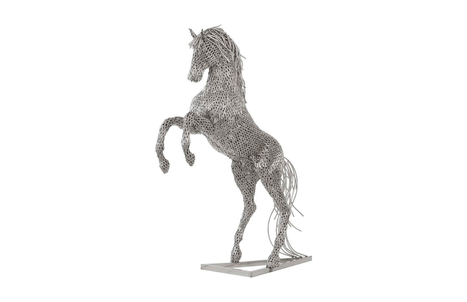 Horse Pipe Sculpture, Rearing, Stainless Steel - Remutear