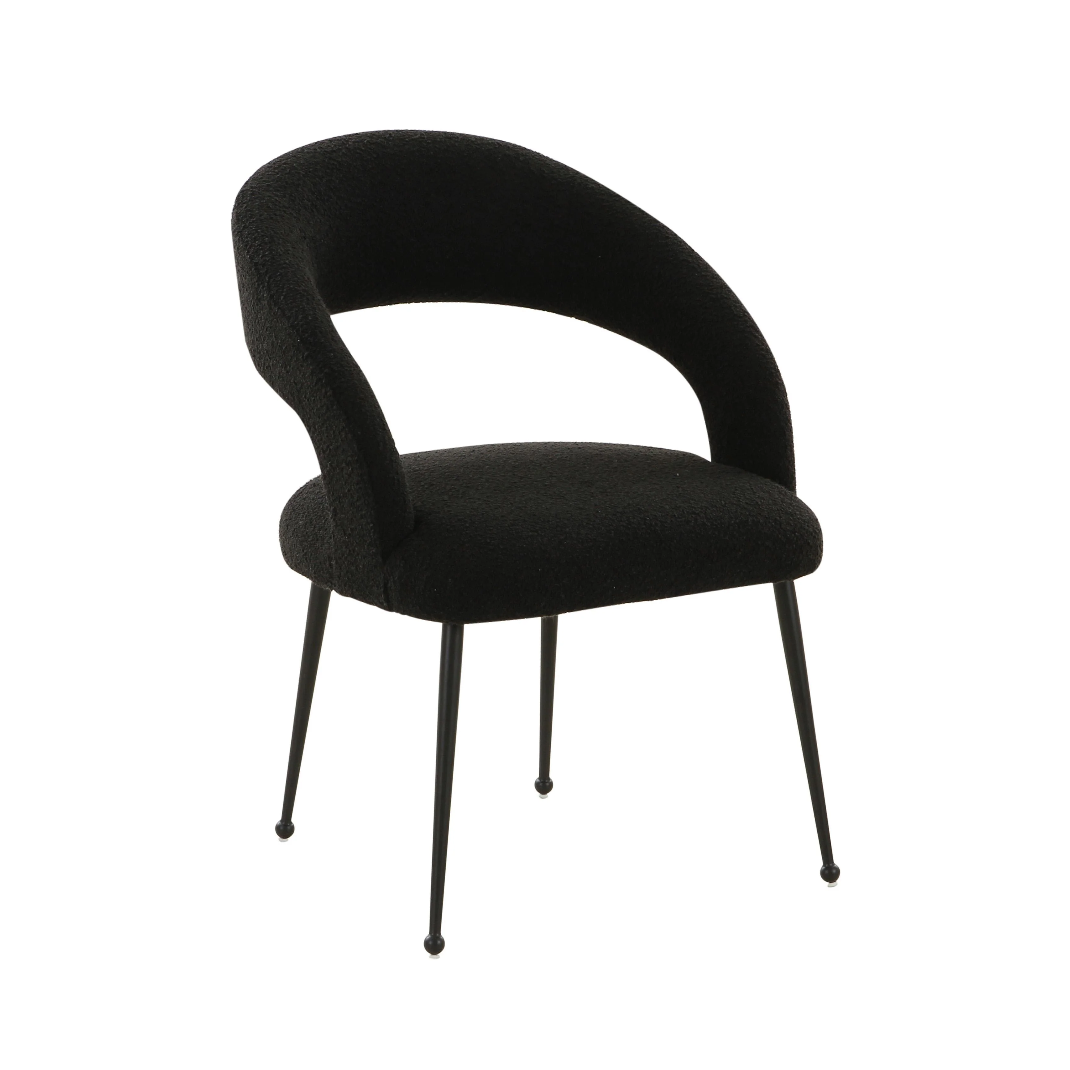 Rocco Black Boucle Dining Chair - Remutear