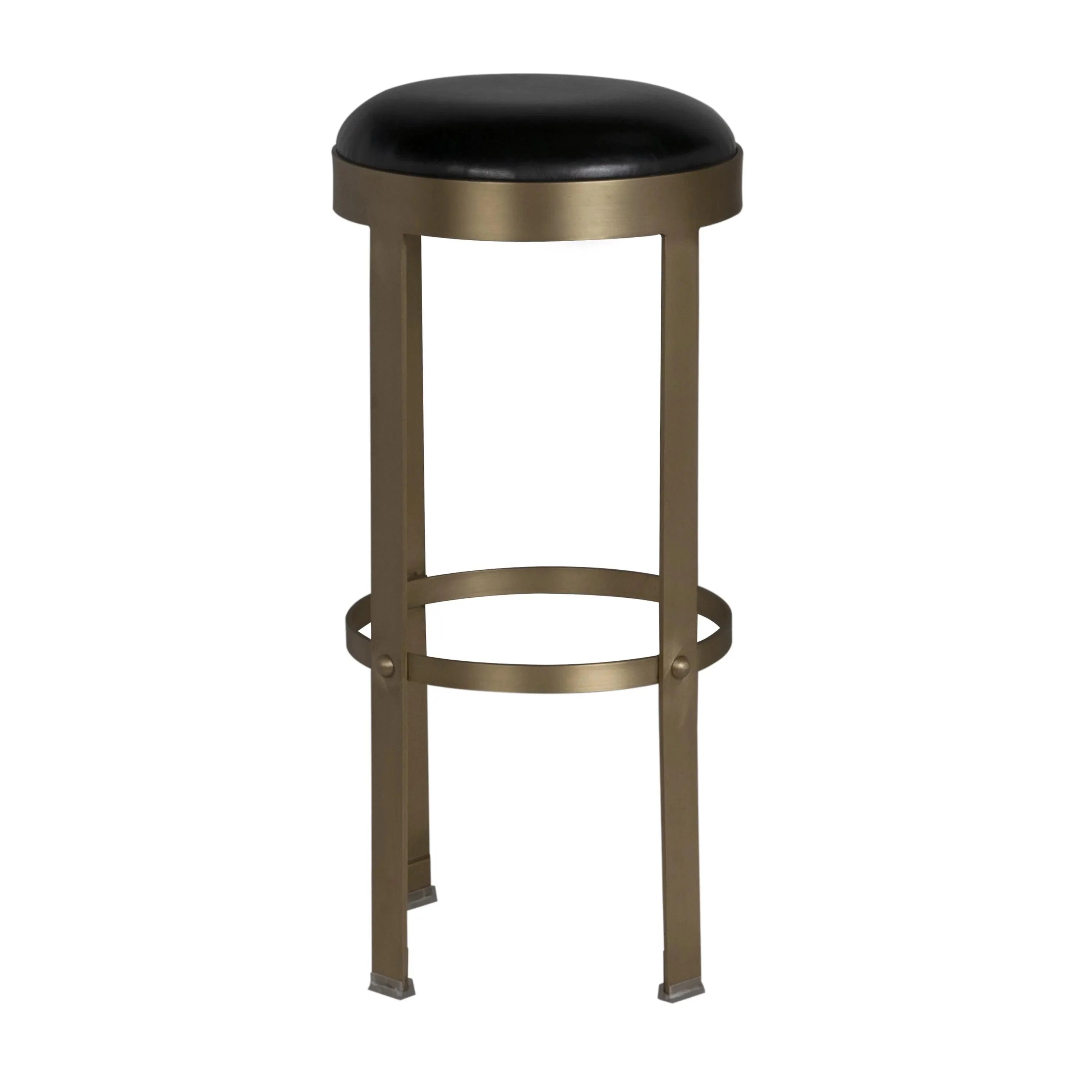 Prince Stool with Leather, Brass Finish - Remutear