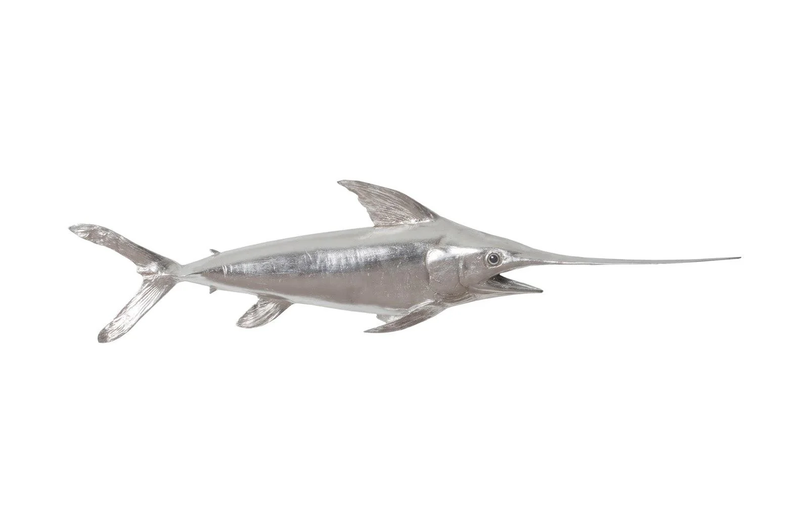 Broadbill Swordfish Fish Wall Sculpture, Resin, Silver Leaf - Remutear