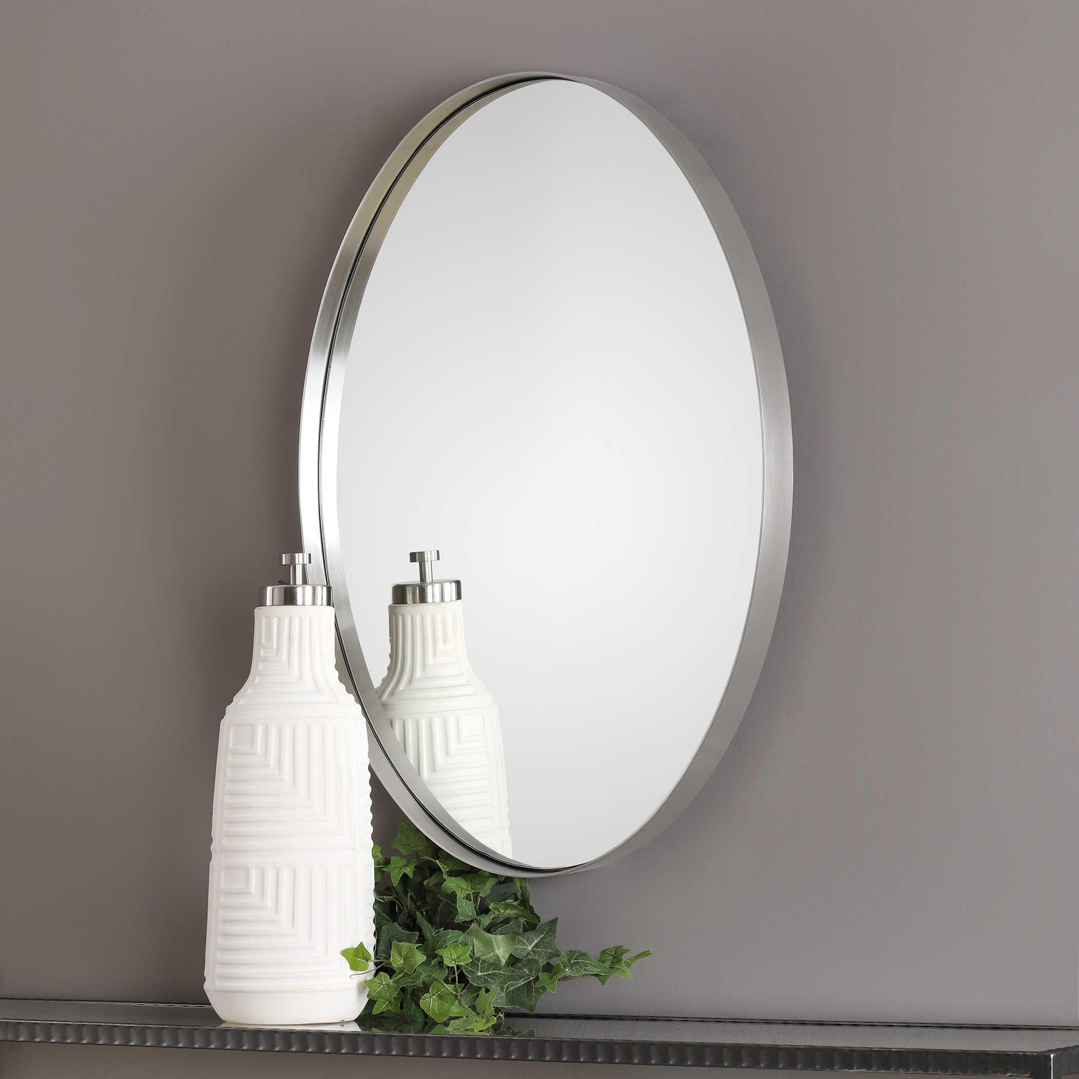 PURSLEY BRUSHED NICKEL OVAL MIRROR - Remutear