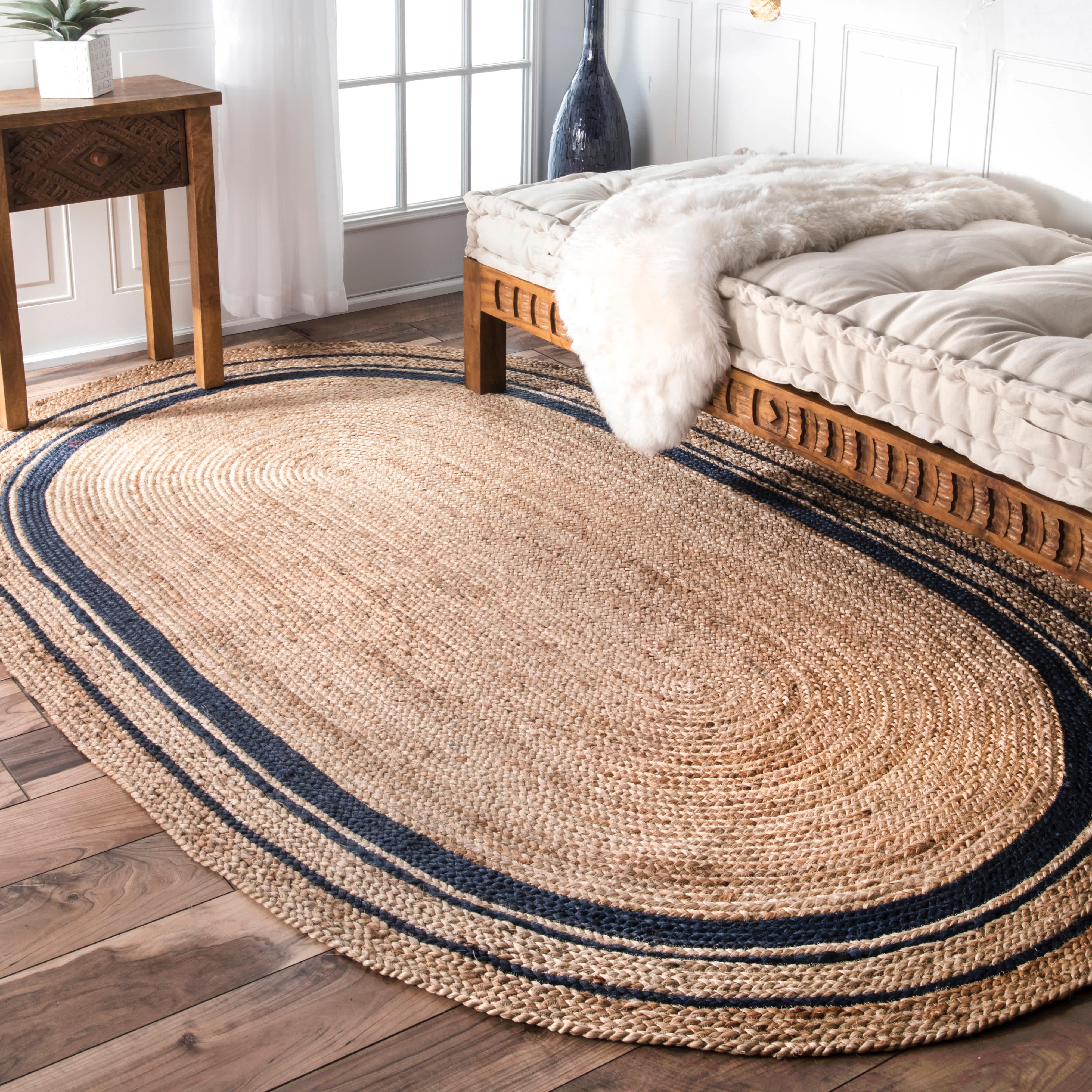 Braided Rikki Border Jute Area Rug - Remutear