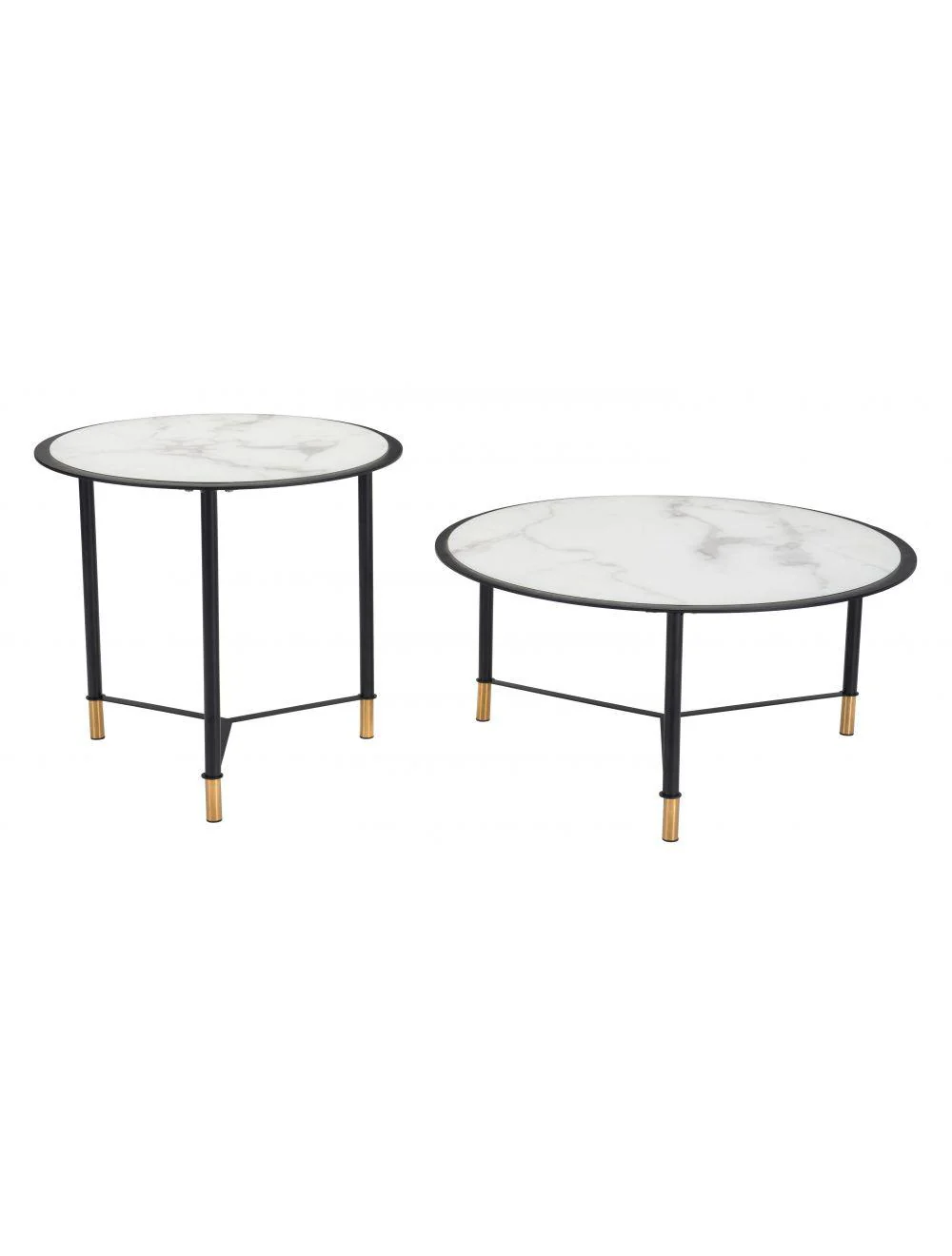 Set of 2 Davis Coffee Tables White & Black - Remutear