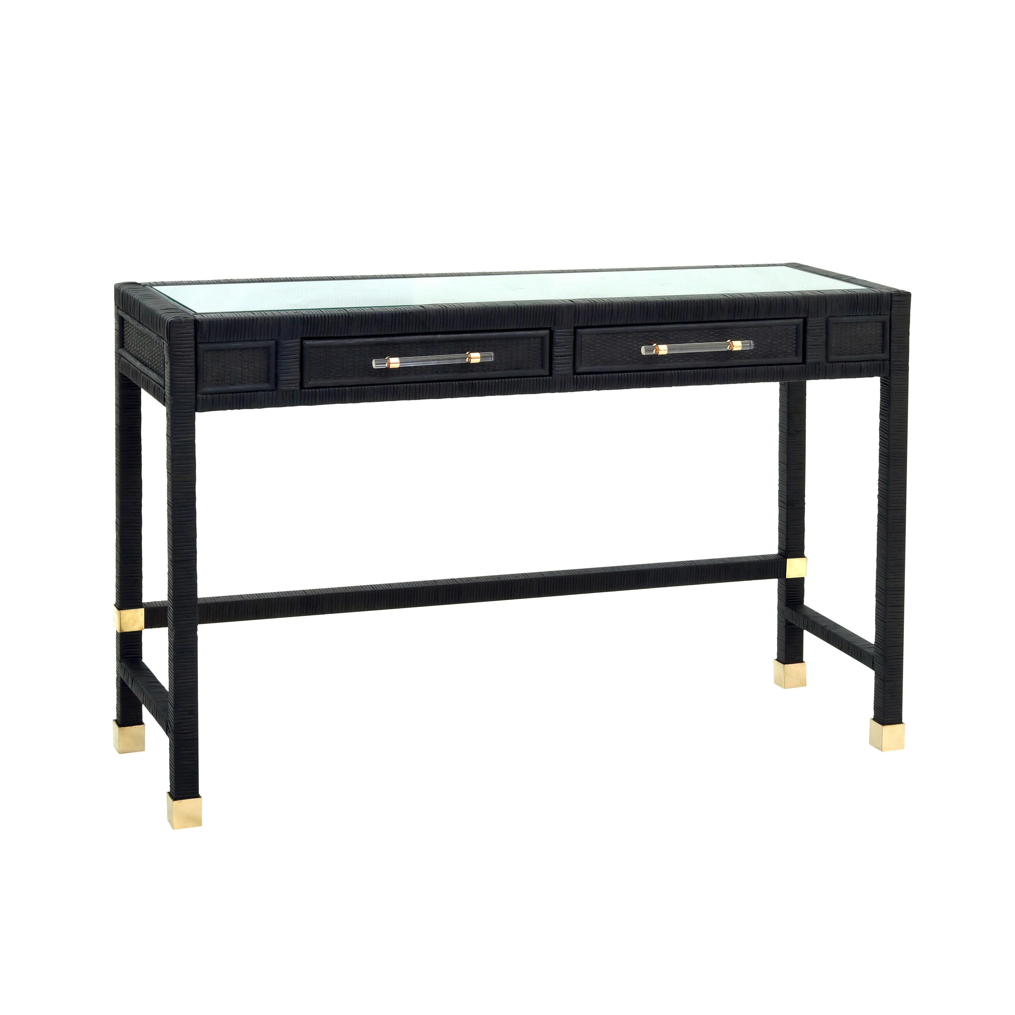 Amara Charcoal Rattan Desk - Remutear