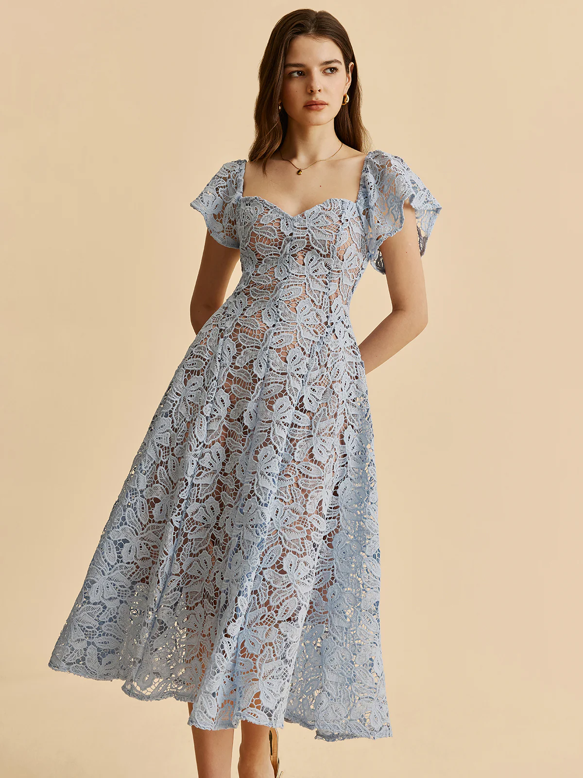 Sweetheart Neck Lace Dress - Remutear