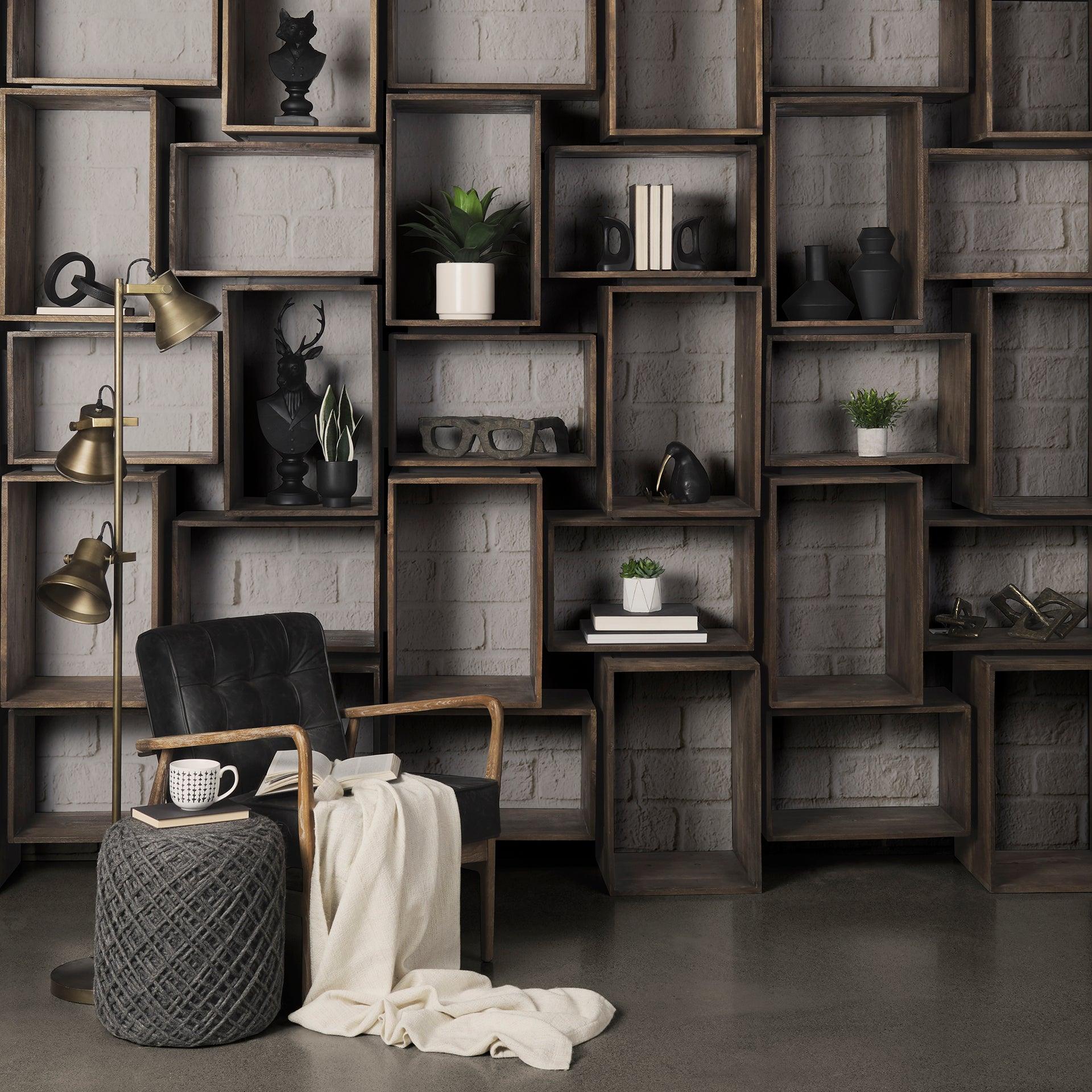 Allium Dark Gray Handwoven Wool Cylindrical Pouf - Remutear