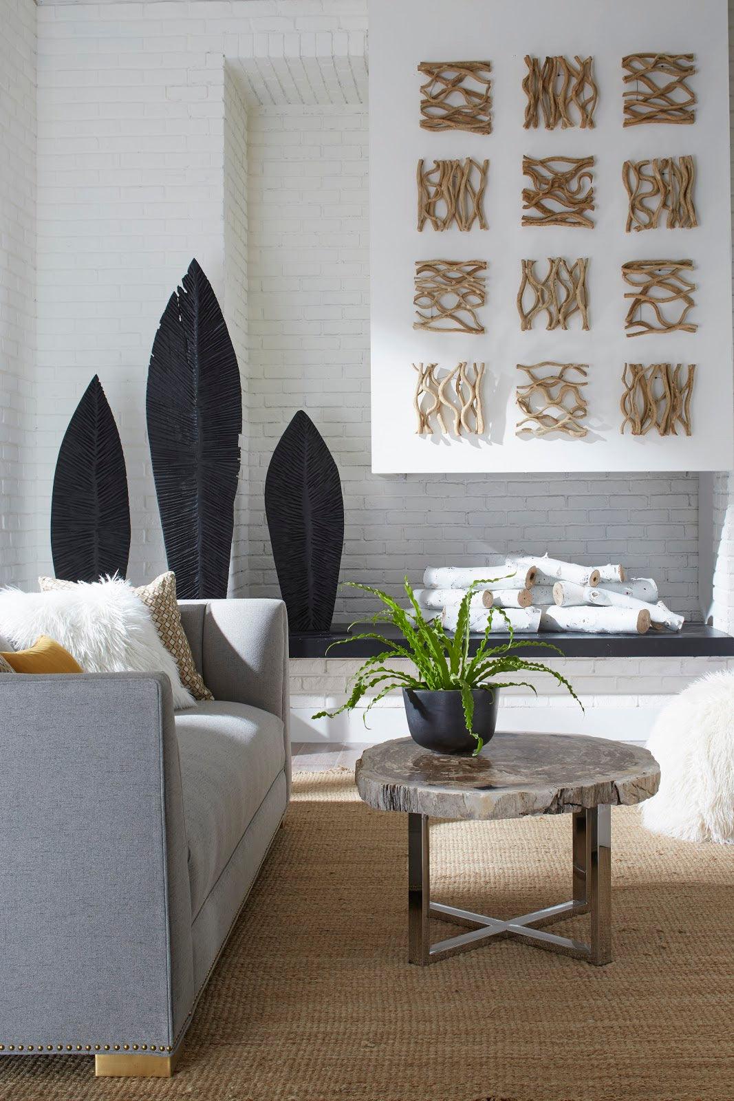 Carved Leaf on Stand, Burnt, LG - Remutear