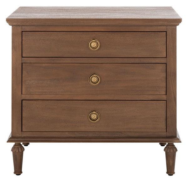 LISABET 3 DRAWER WOOD NIGHTSTAND - Remutear