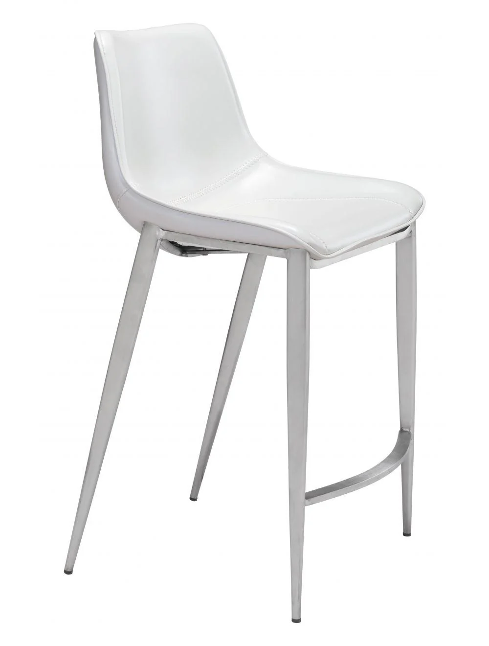 Magnus Counter Chair (Set of 2) White & Silver - Remutear