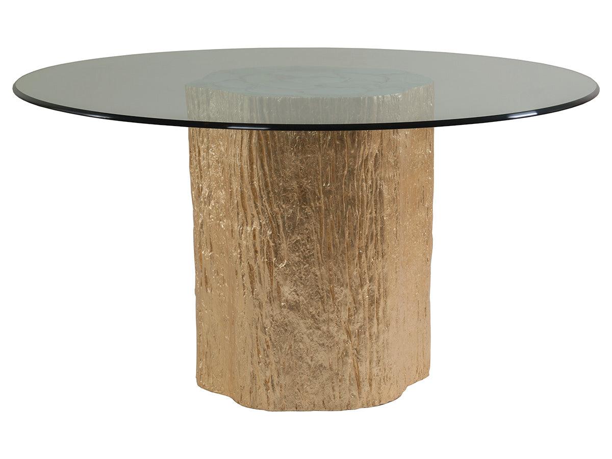 Signature Designs Trunk Segment Round Dining Table With Glass Top-Gold Leaf - Remutear