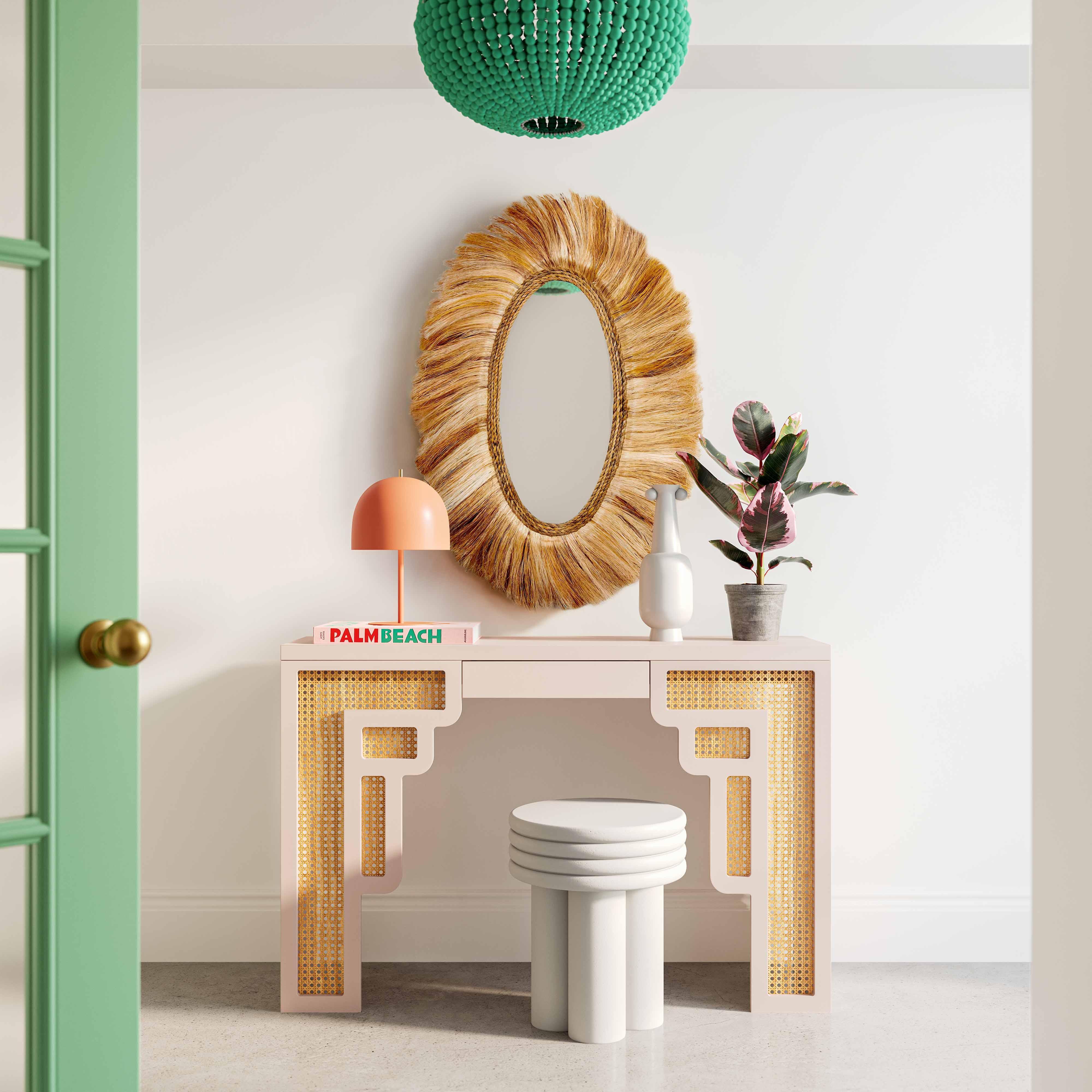 Suzie Cream & Rattan Console Table - Remutear
