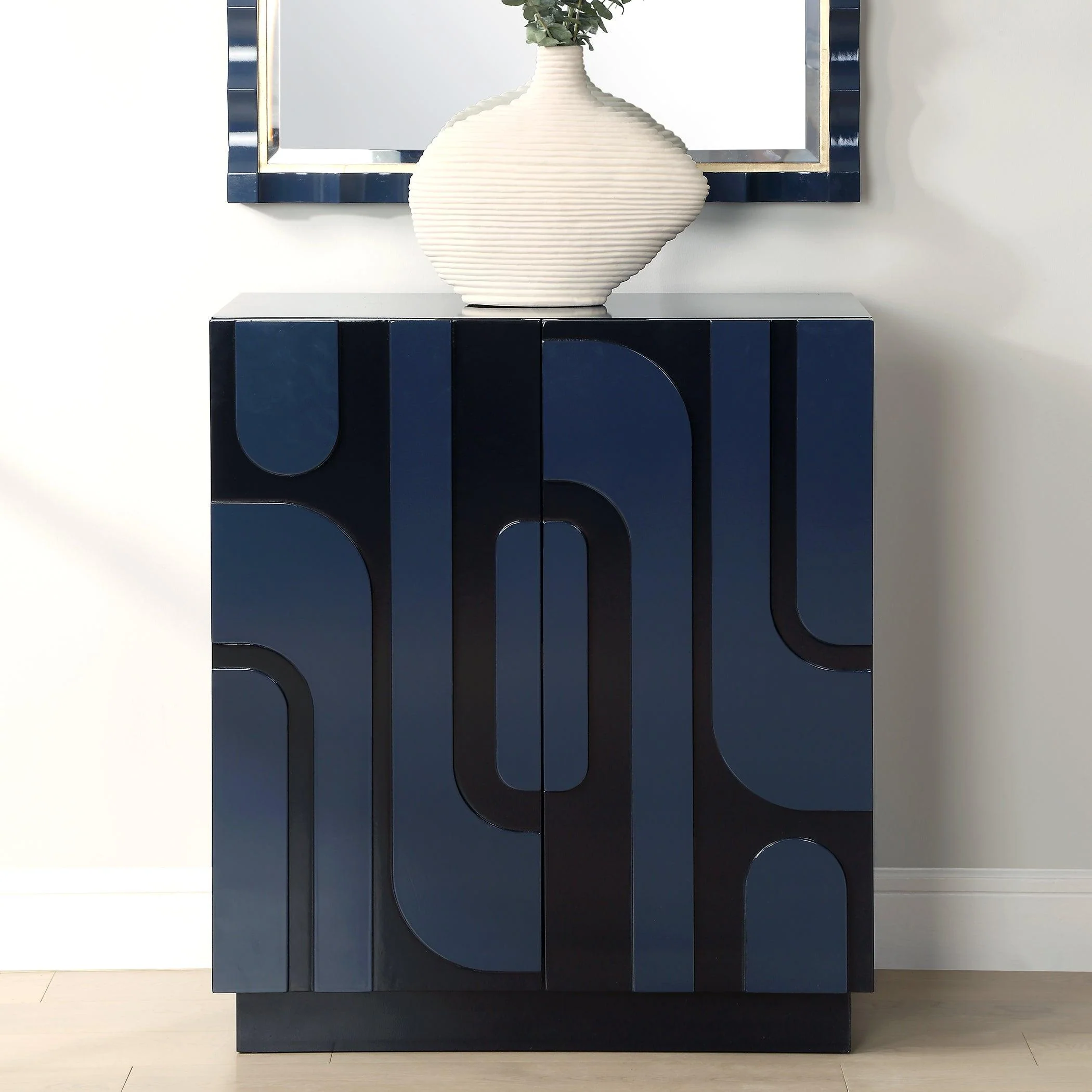 Valeria 2 Door Glossy Blue Cabinet - Remutear