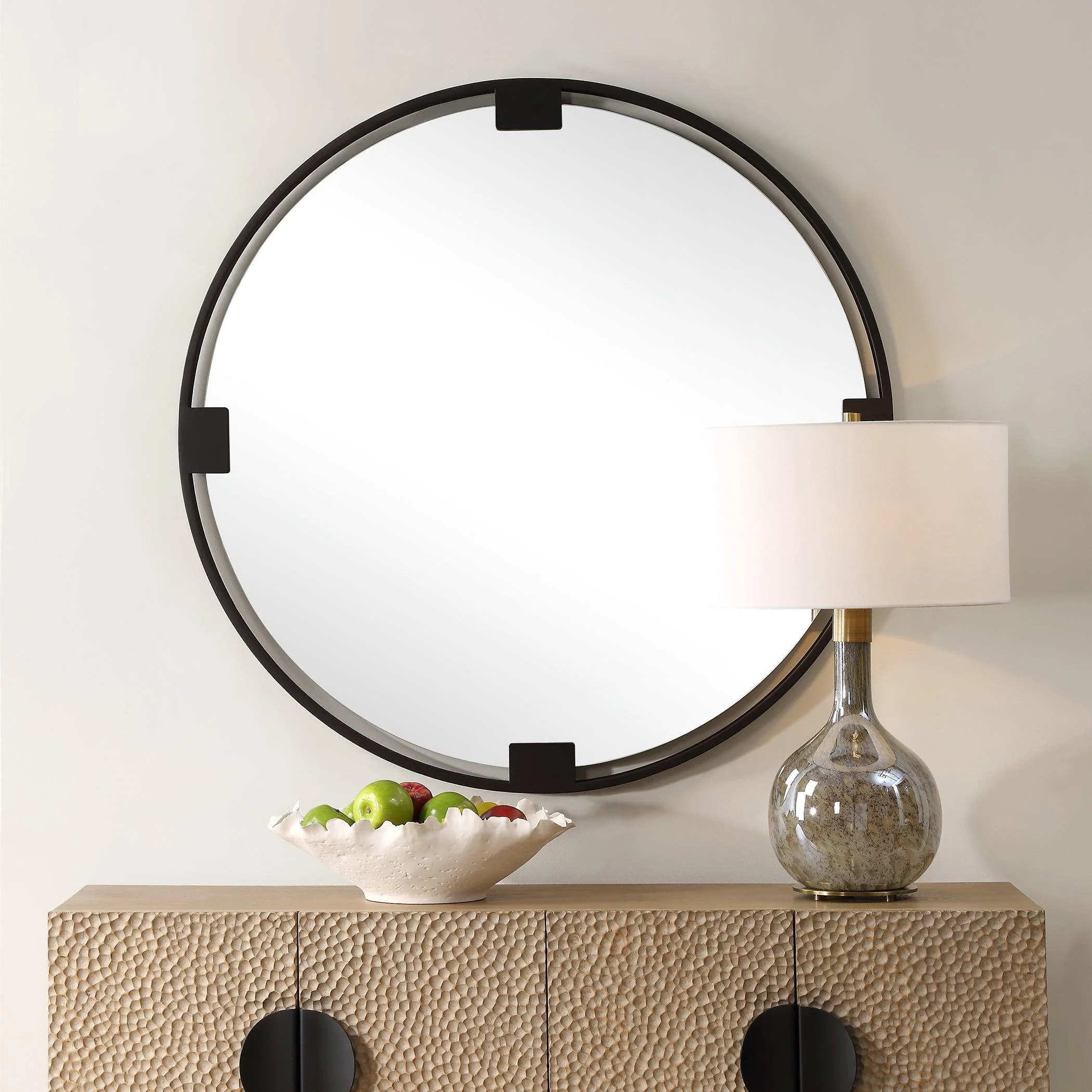 Cornelia Black Round Mirror - Remutear