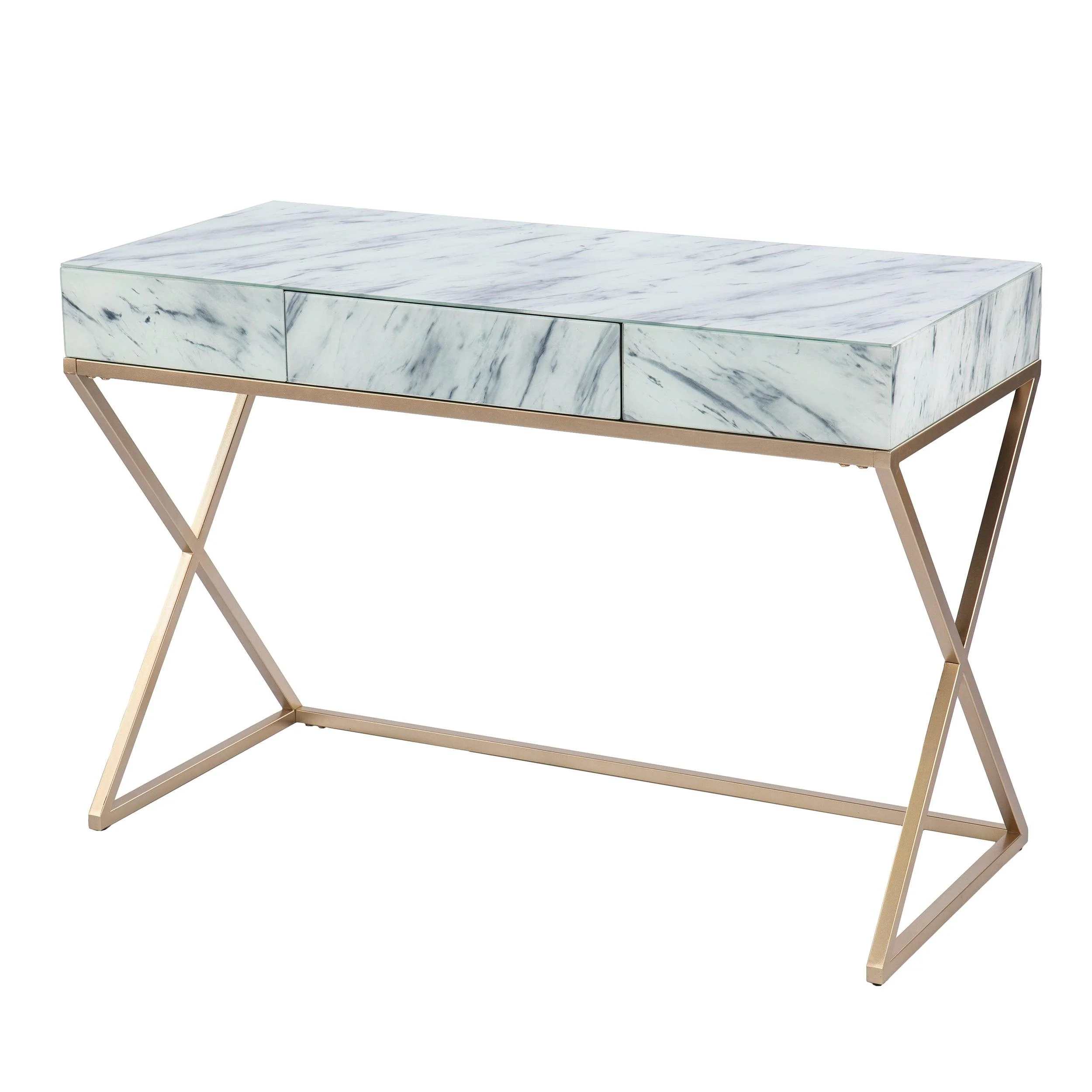 Kamblemore Faux Marble Writing Desk w/ Storage - Remutear