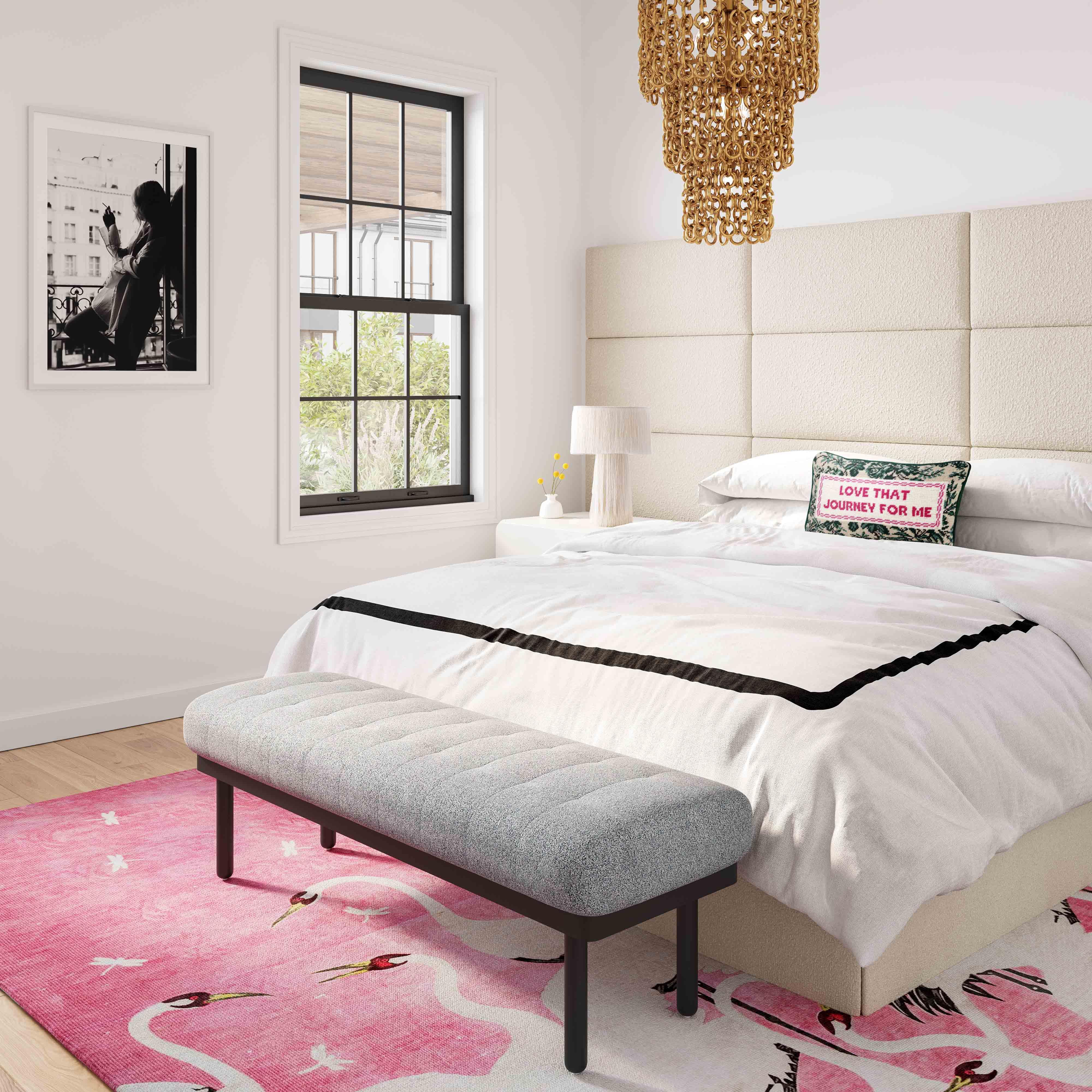 Olivia Grey Boucle Bench - Remutear