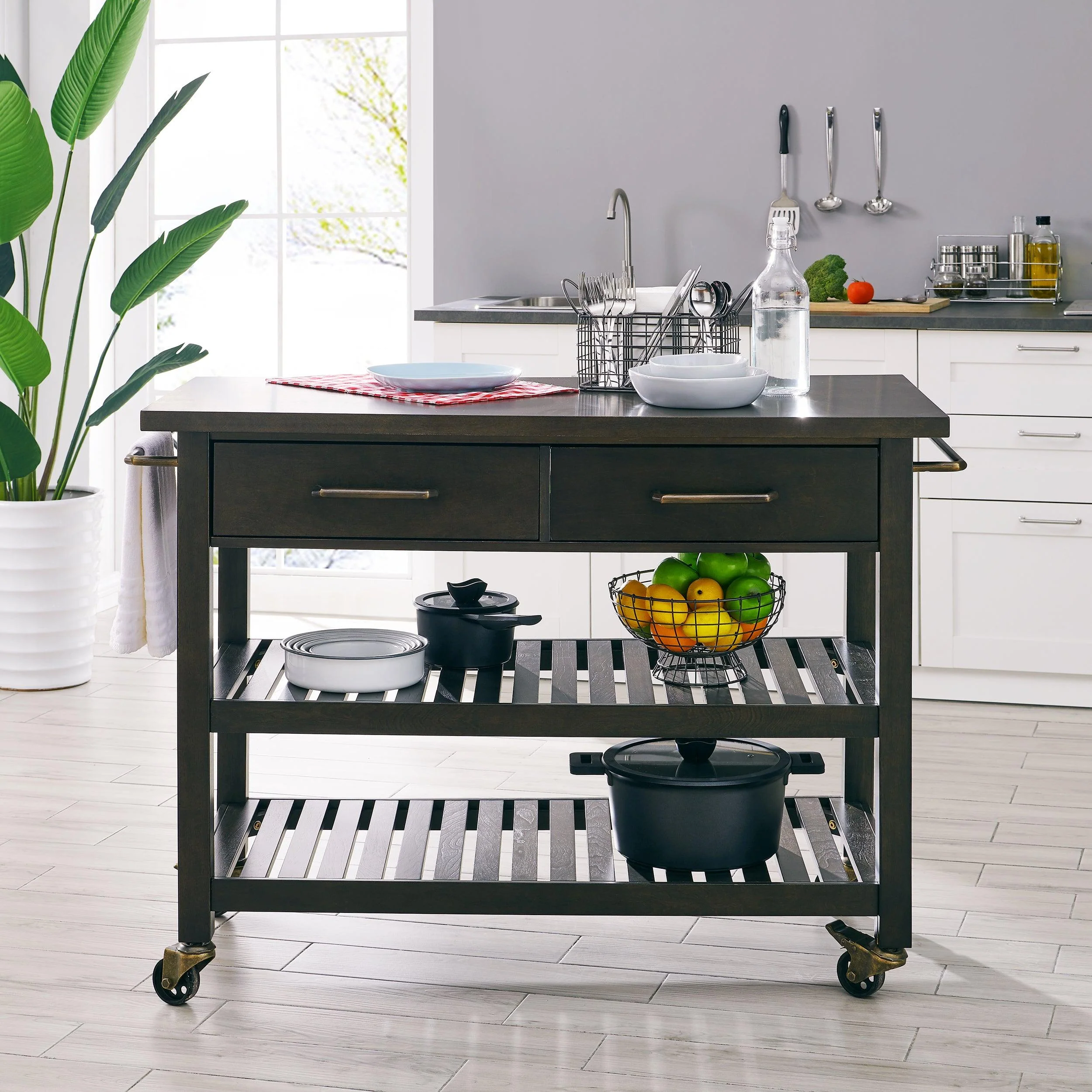 Holly & Martin Havelock Farmhouse Rolling Kitchen Island - Remutear