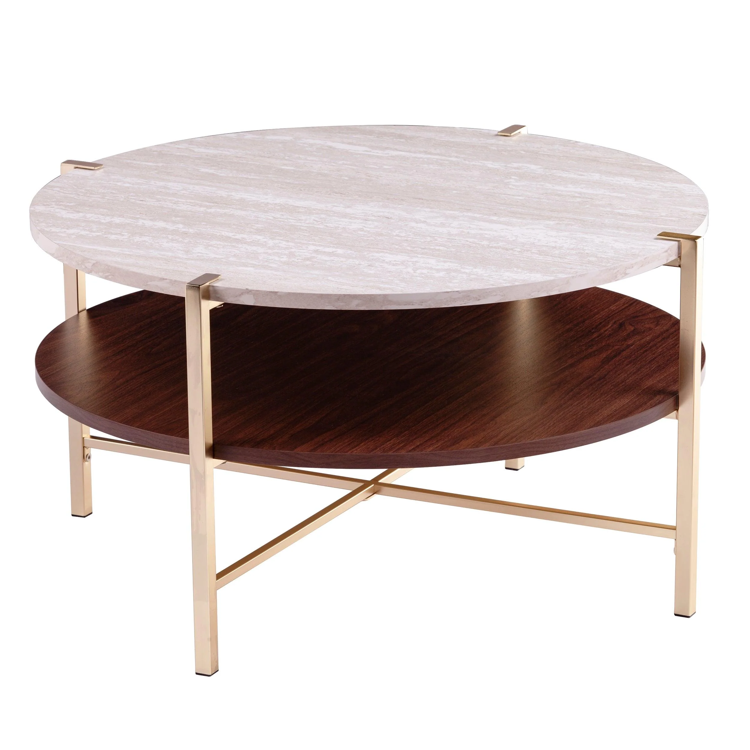Ardmillan Round Faux Marble Cocktail Table - Remutear