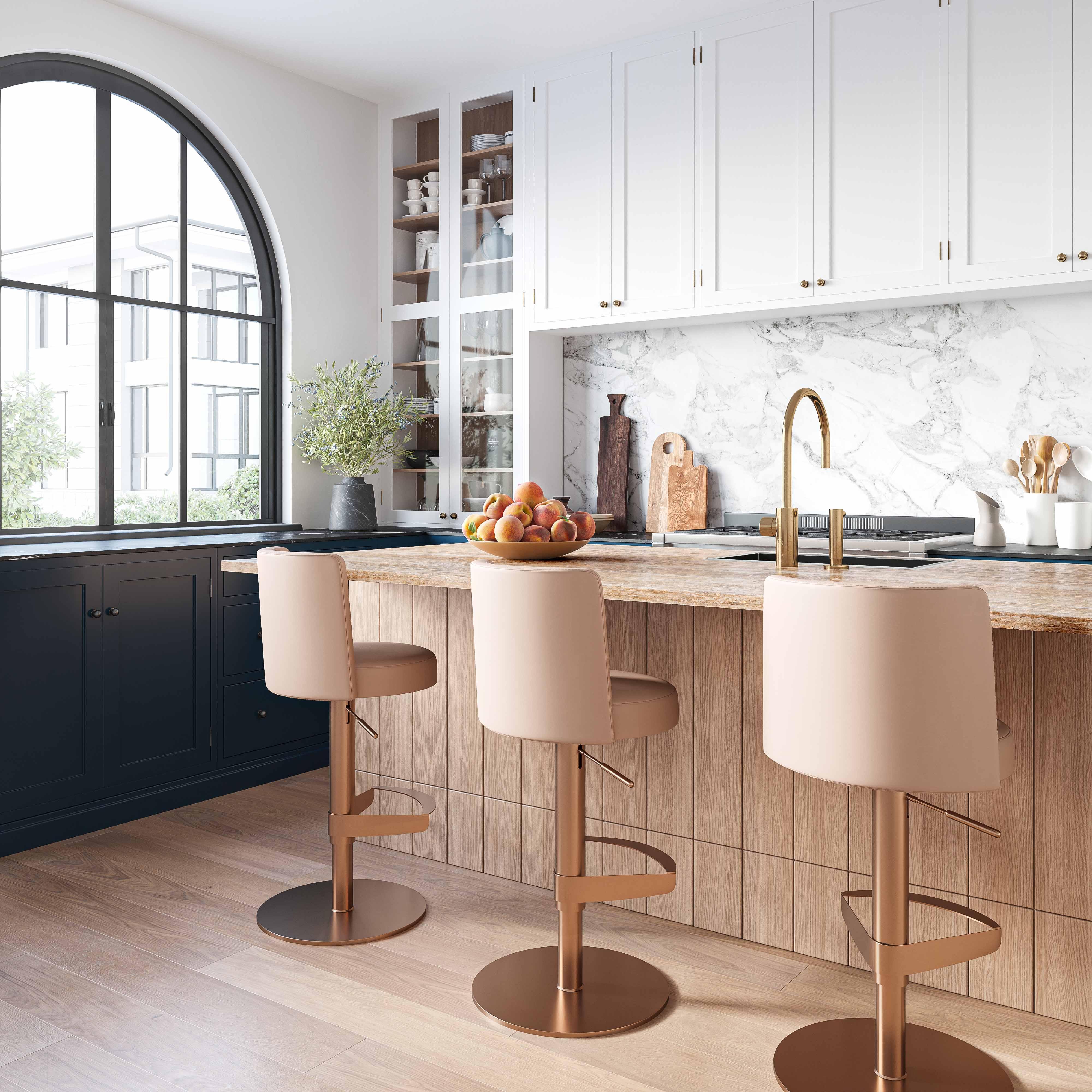 Loosha Cafe Au Lait and Rose Gold Adjustable Stool - Remutear