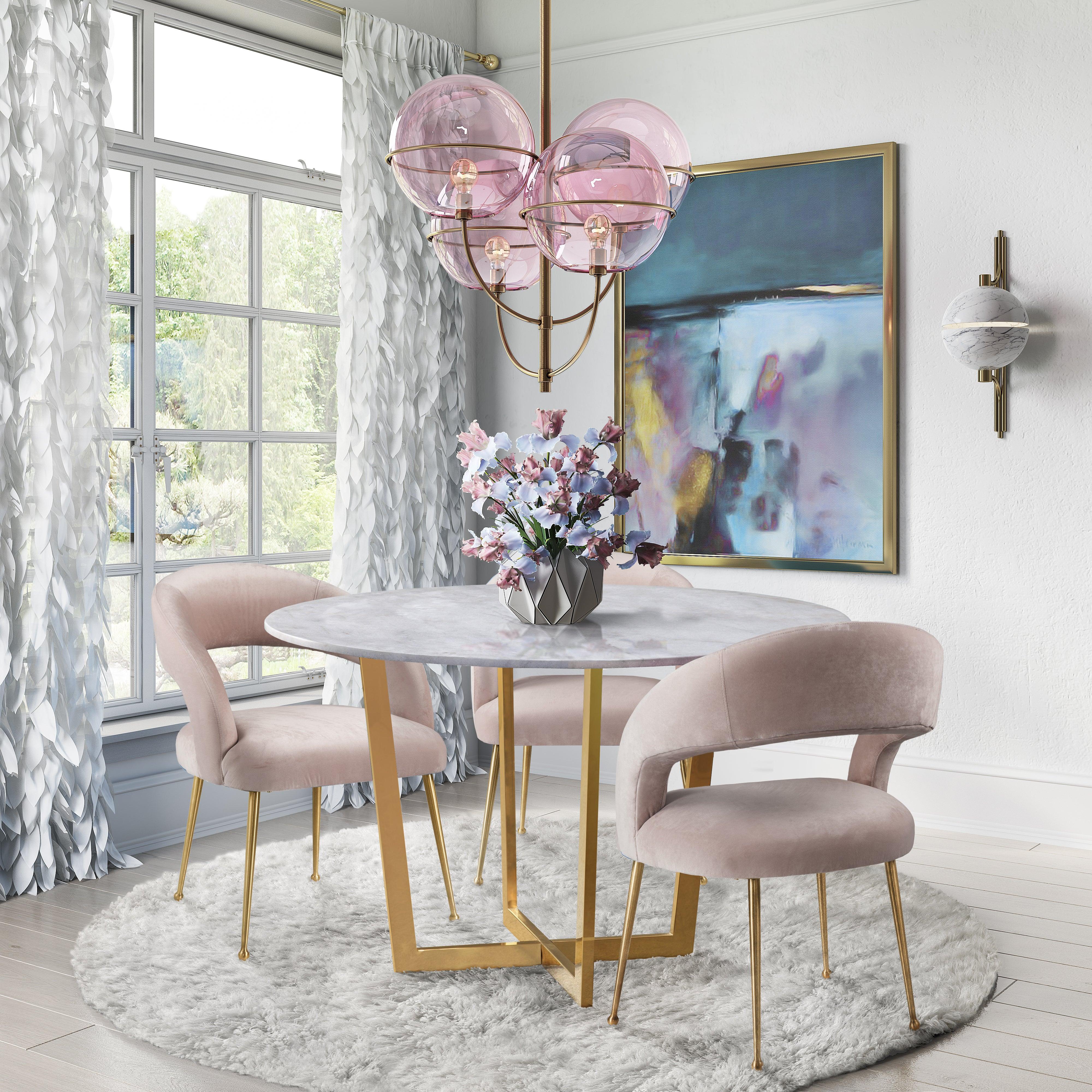Rocco Blush Velvet Dining Chair - Remutear
