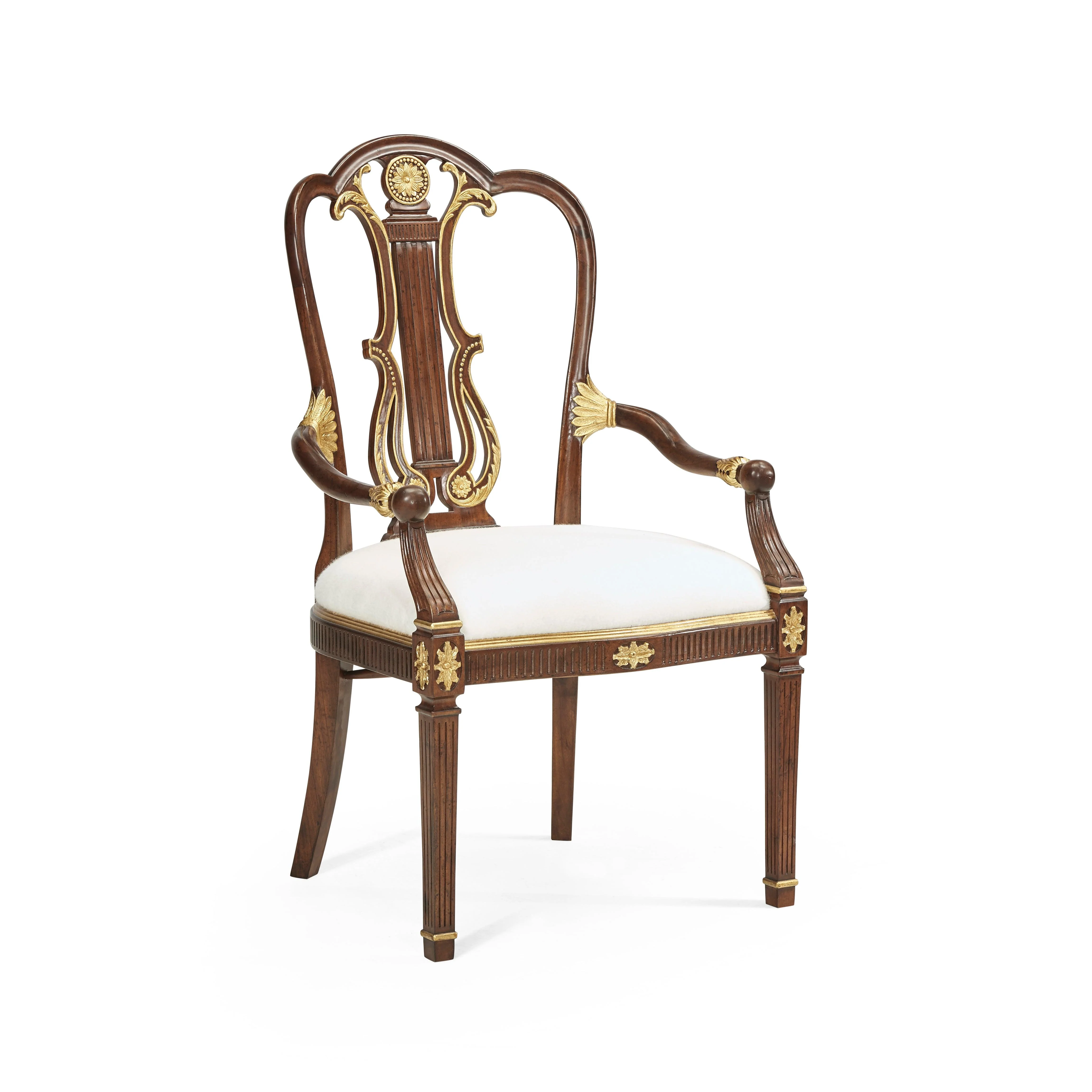 Buckingham Gilded Lyre Back Arm Chair - Remutear