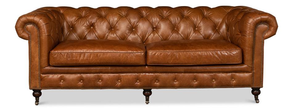 Tufted English Club Sofa - Cuba Brown - Remutear