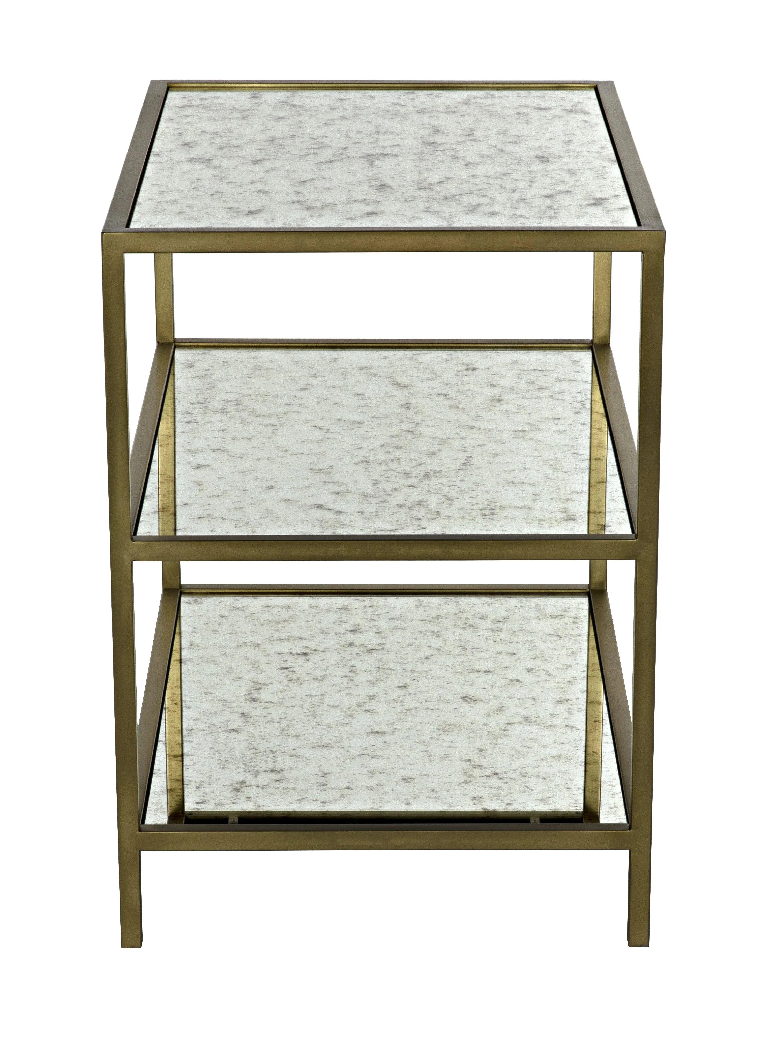 3 Tier Side Table, Antique Brass and Antique Mirror - Remutear