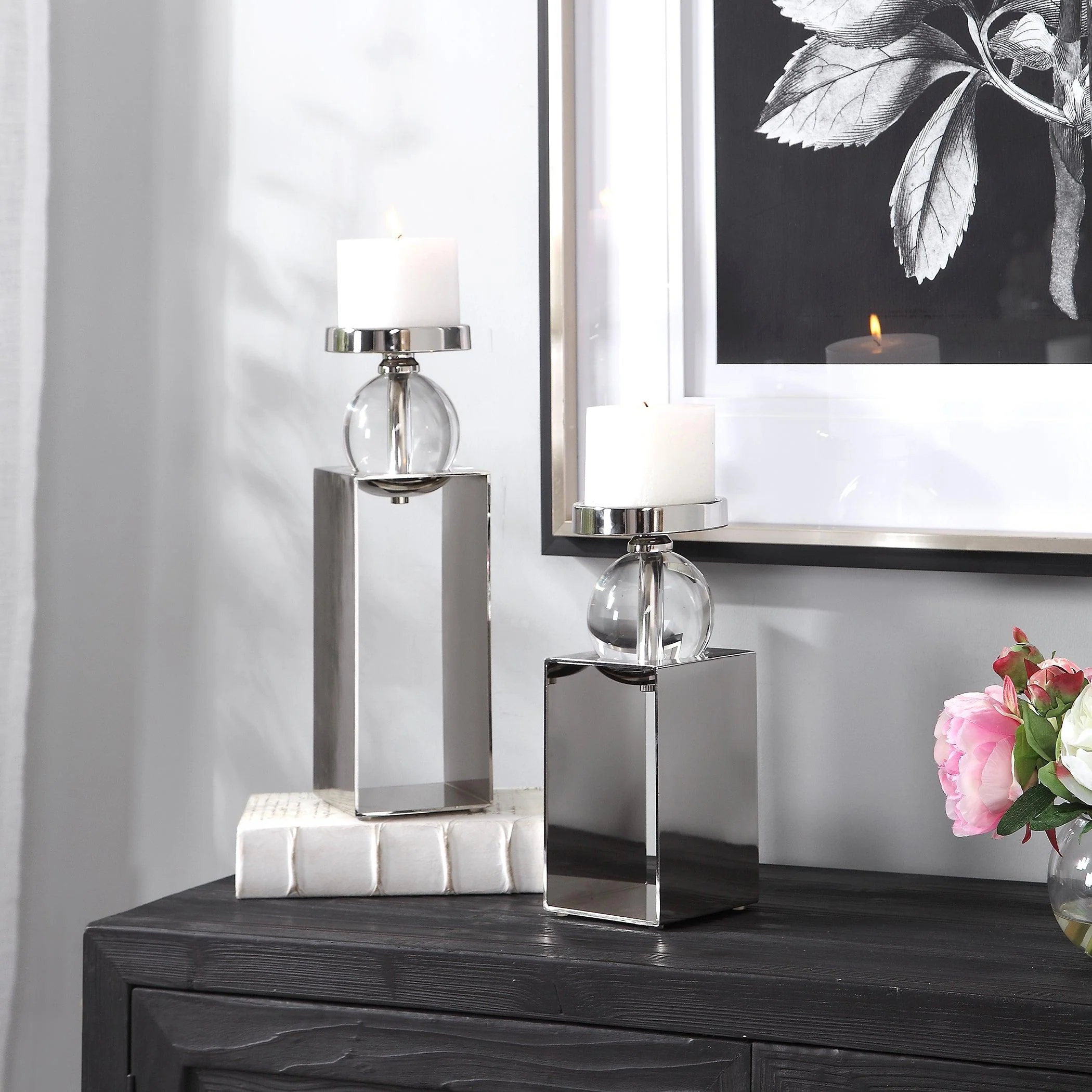 LUCIAN NICKEL CANDLEHOLDERS, SET/2 - Remutear