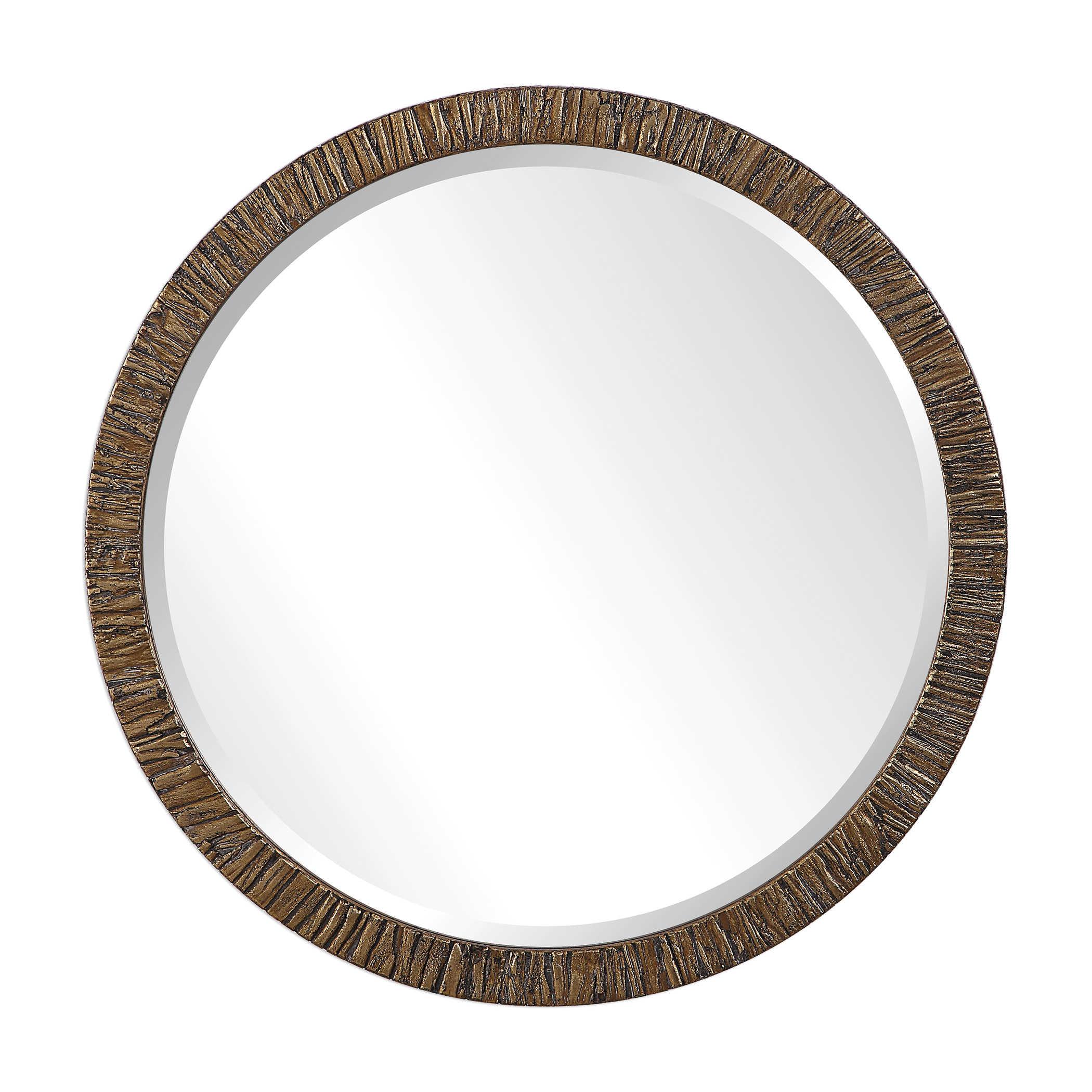 WAYDE GOLD BARK ROUND MIRROR - Remutear