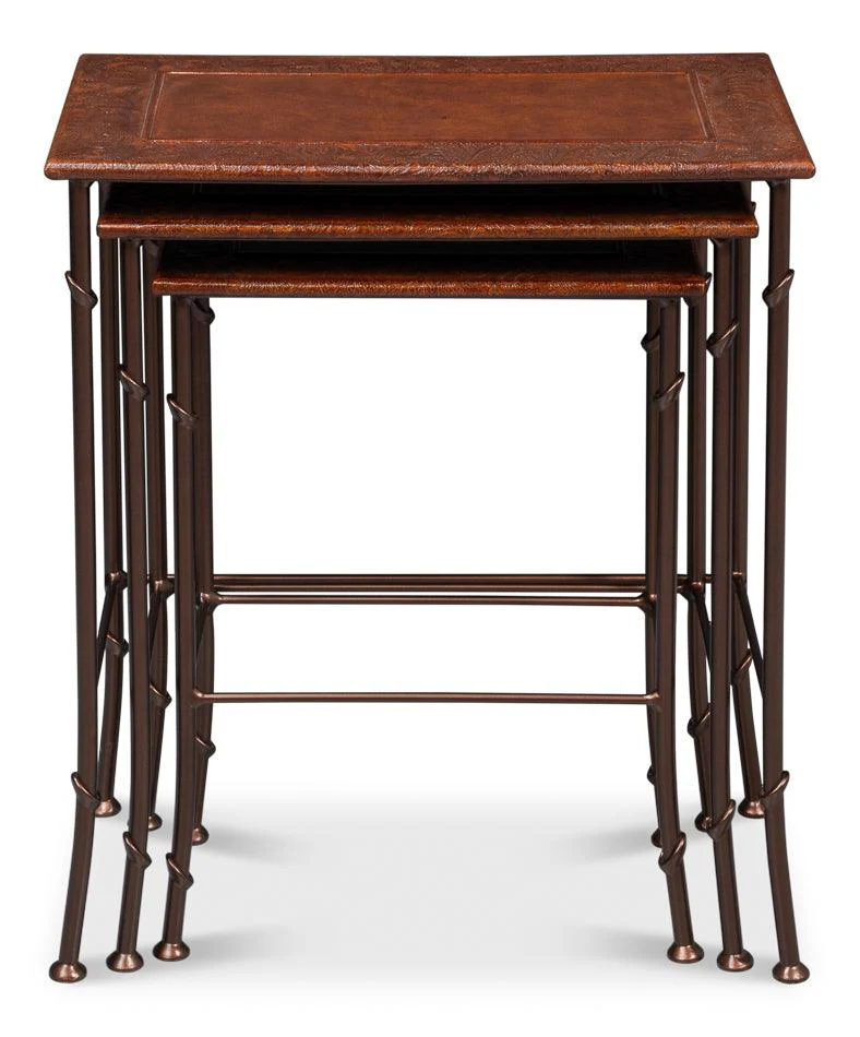 Kew Gardens Leather Nesting Tables - Remutear
