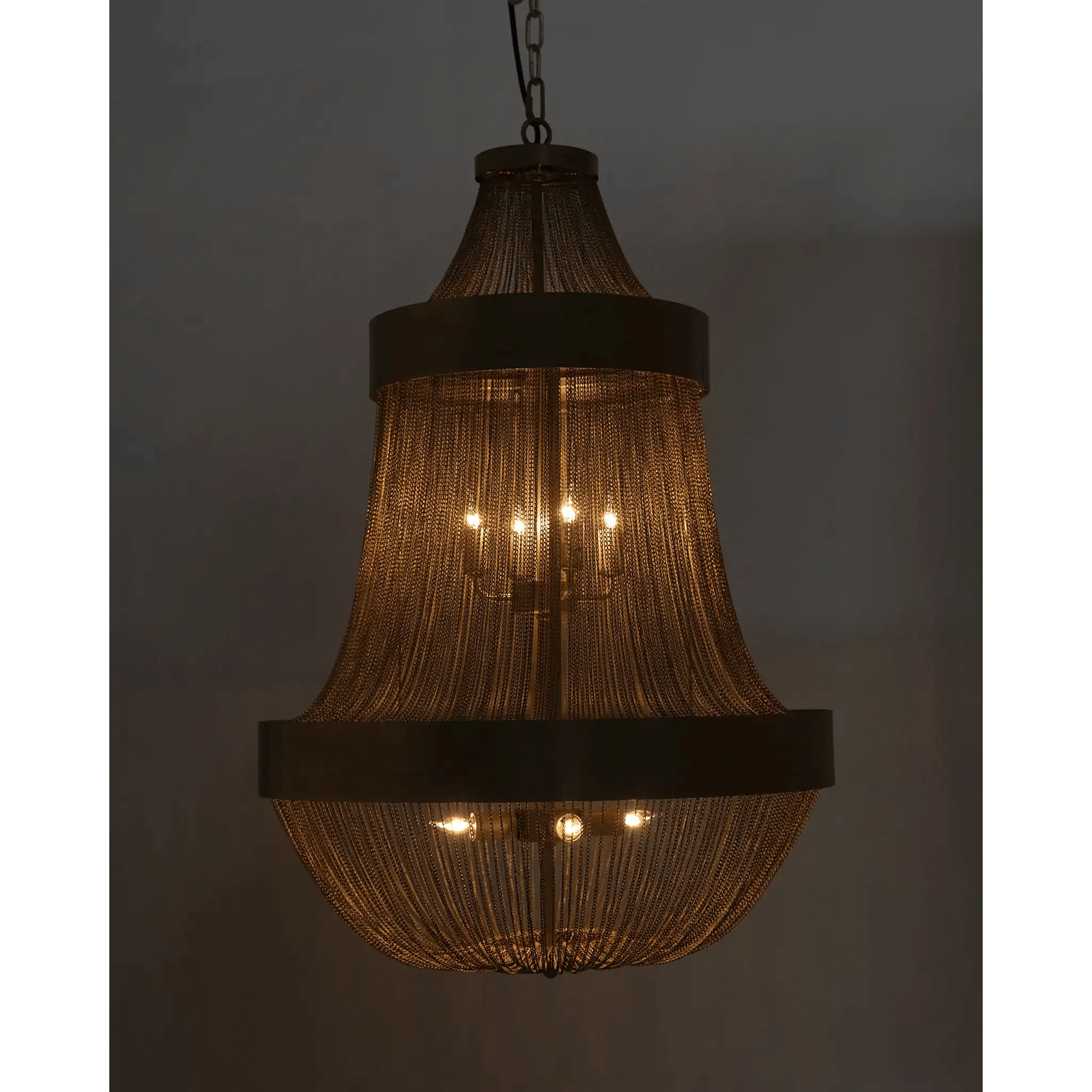 Pavilion Chandelier, Metal with Brass Finish - Remutear