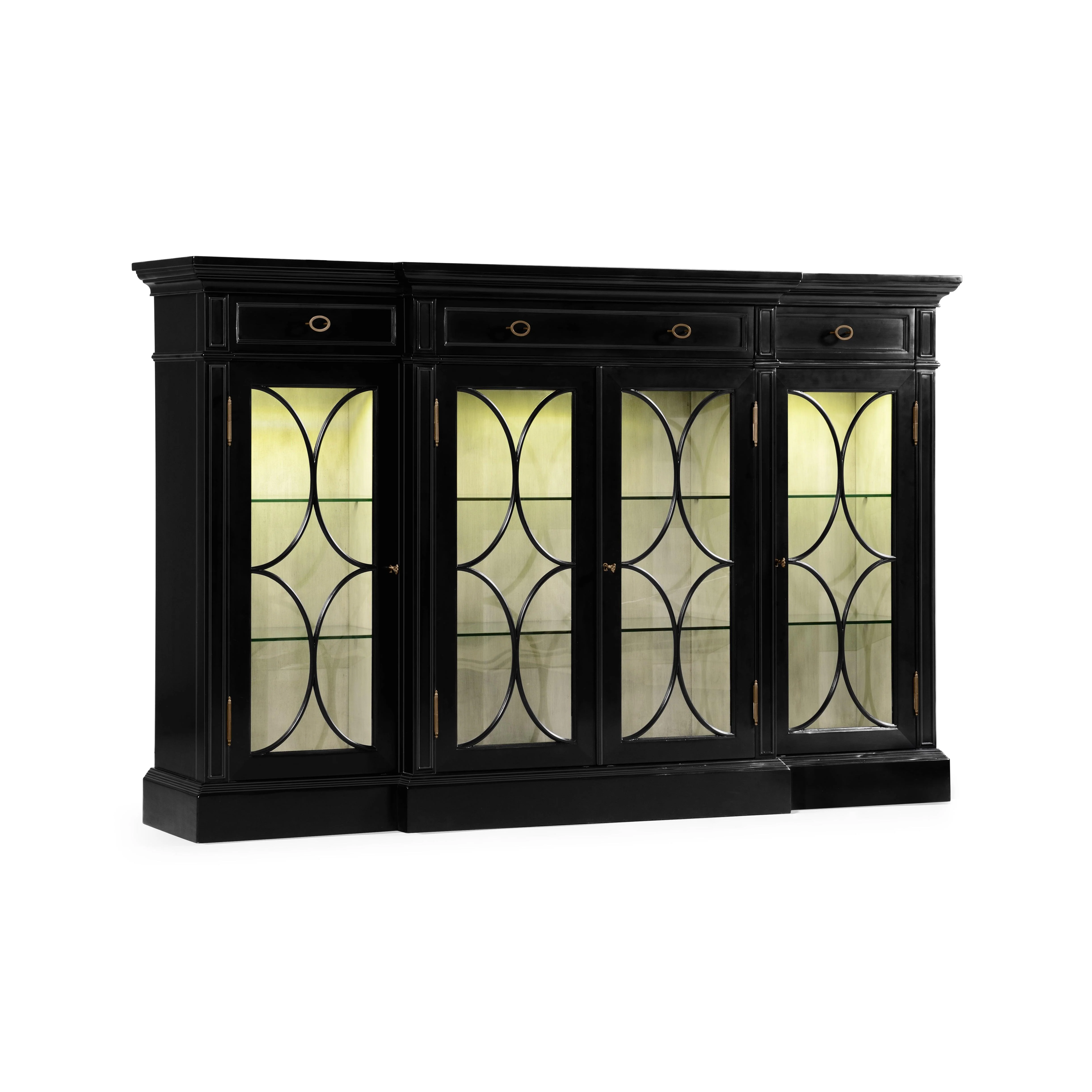 Breakfront Black Display Cabinet - Remutear