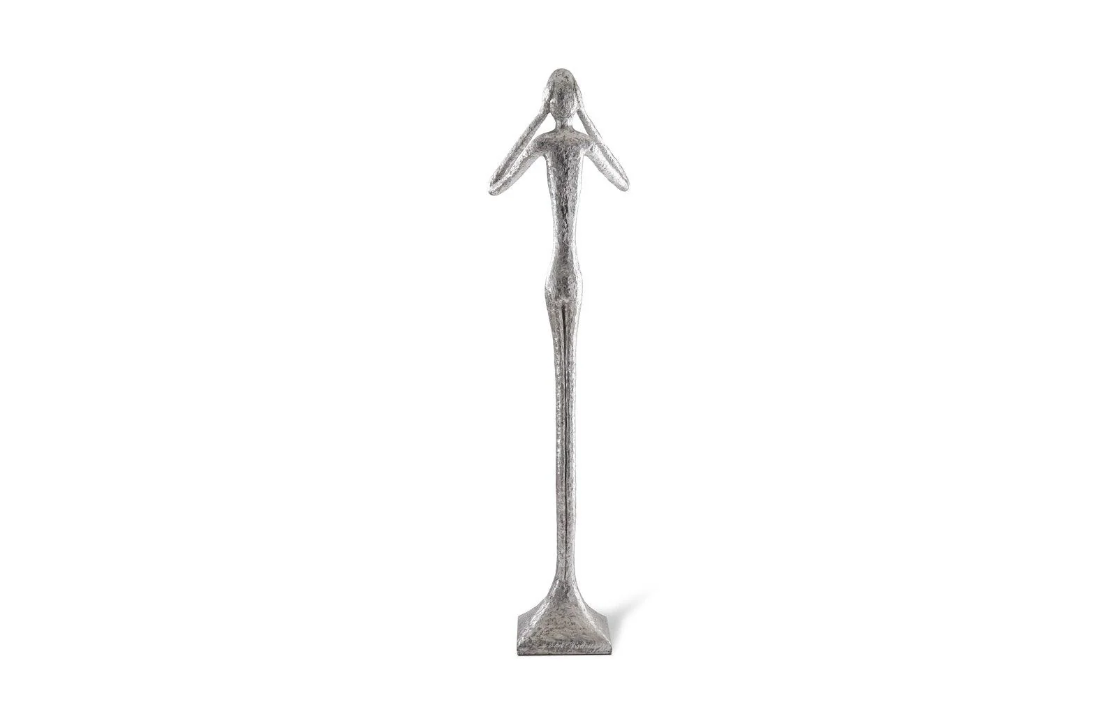 Hear No Evil Skinny Sculpture, Silver Leaf, LG - Remutear