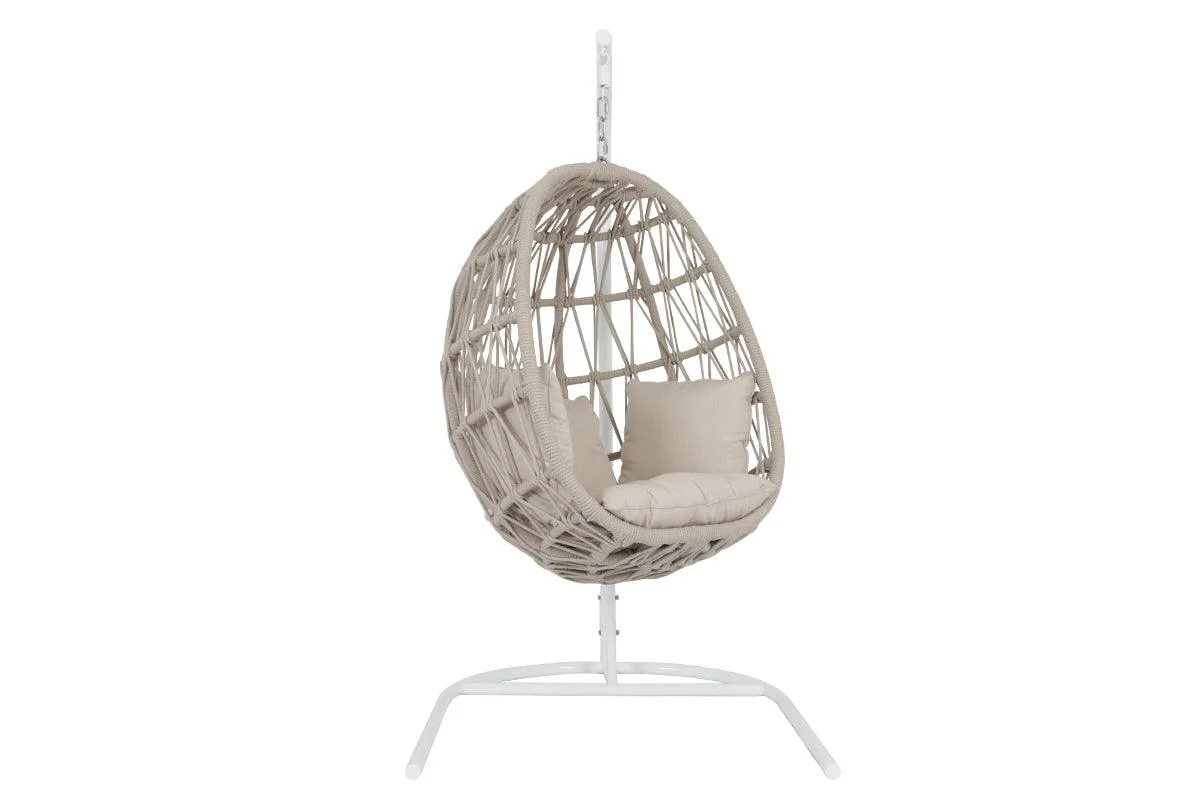 Dana Rope Hanging Club Chair in Linen Canvas w/ Self Welt - Remutear