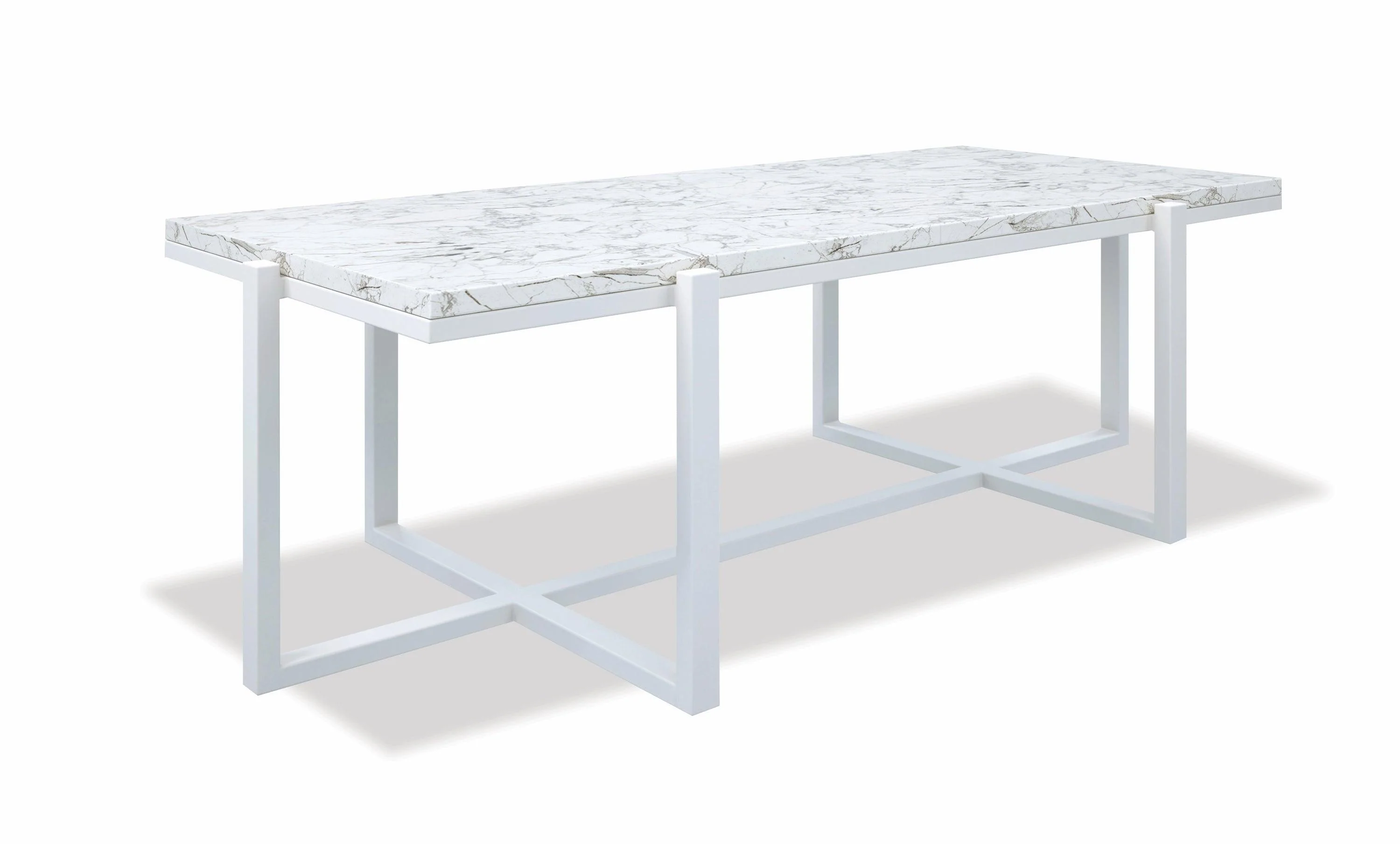 Rectangle Coffee Table, Front Finish with Carrara Marble Top - Remutear