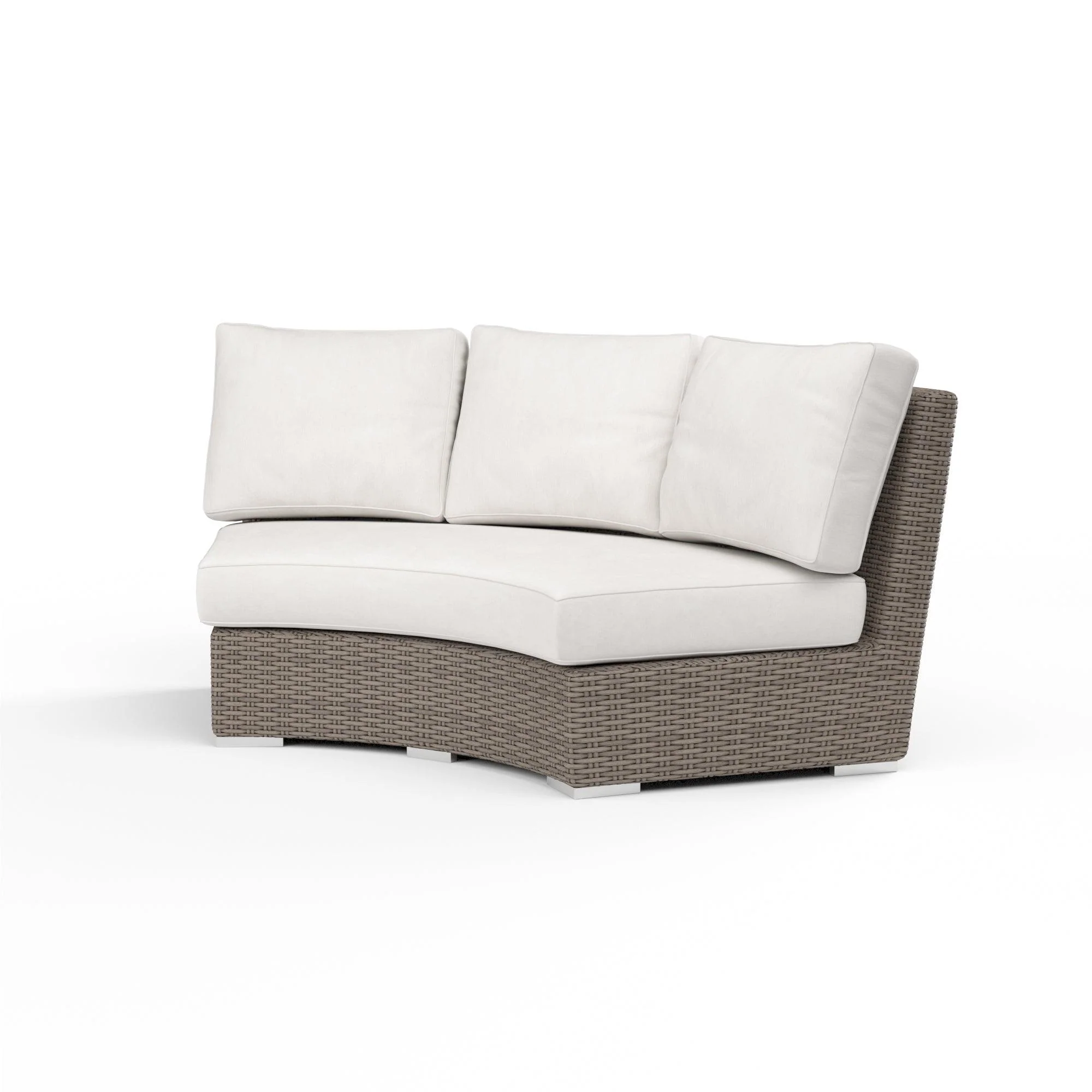 Coronado Curved Loveseat in Canvas Flax w/ Self Welt - Remutear
