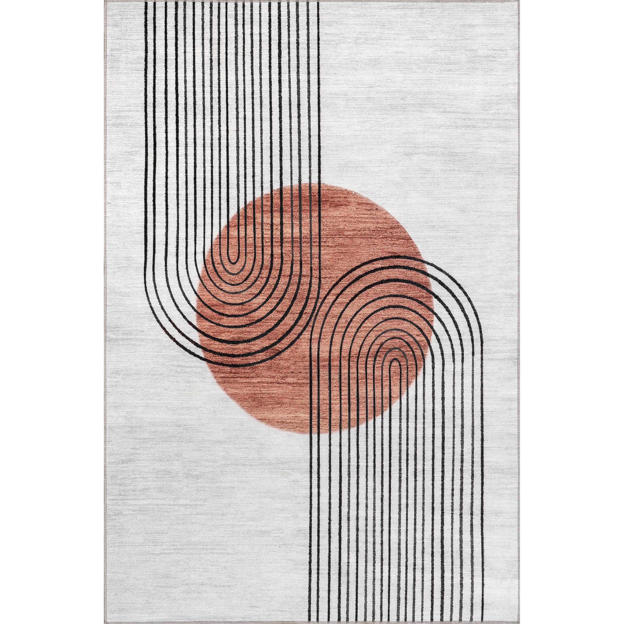 Martine Abstract Sun Machine Washable Area Rug - Remutear