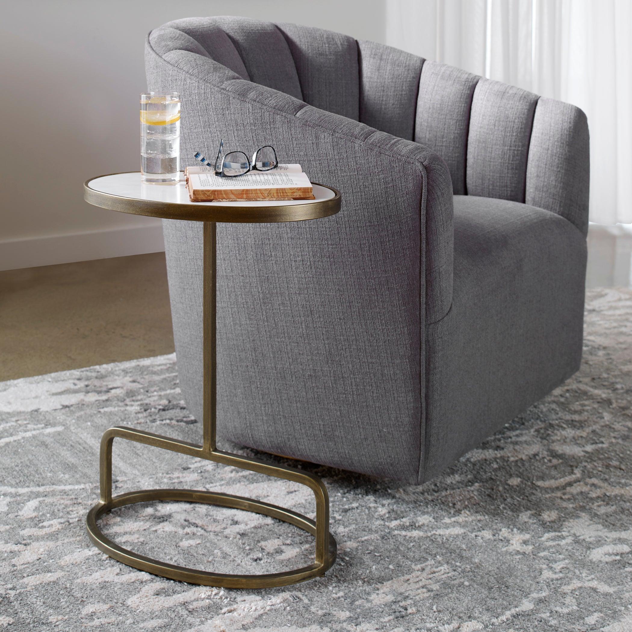 JESSENIA WHITE MARBLE ACCENT TABLE - Remutear