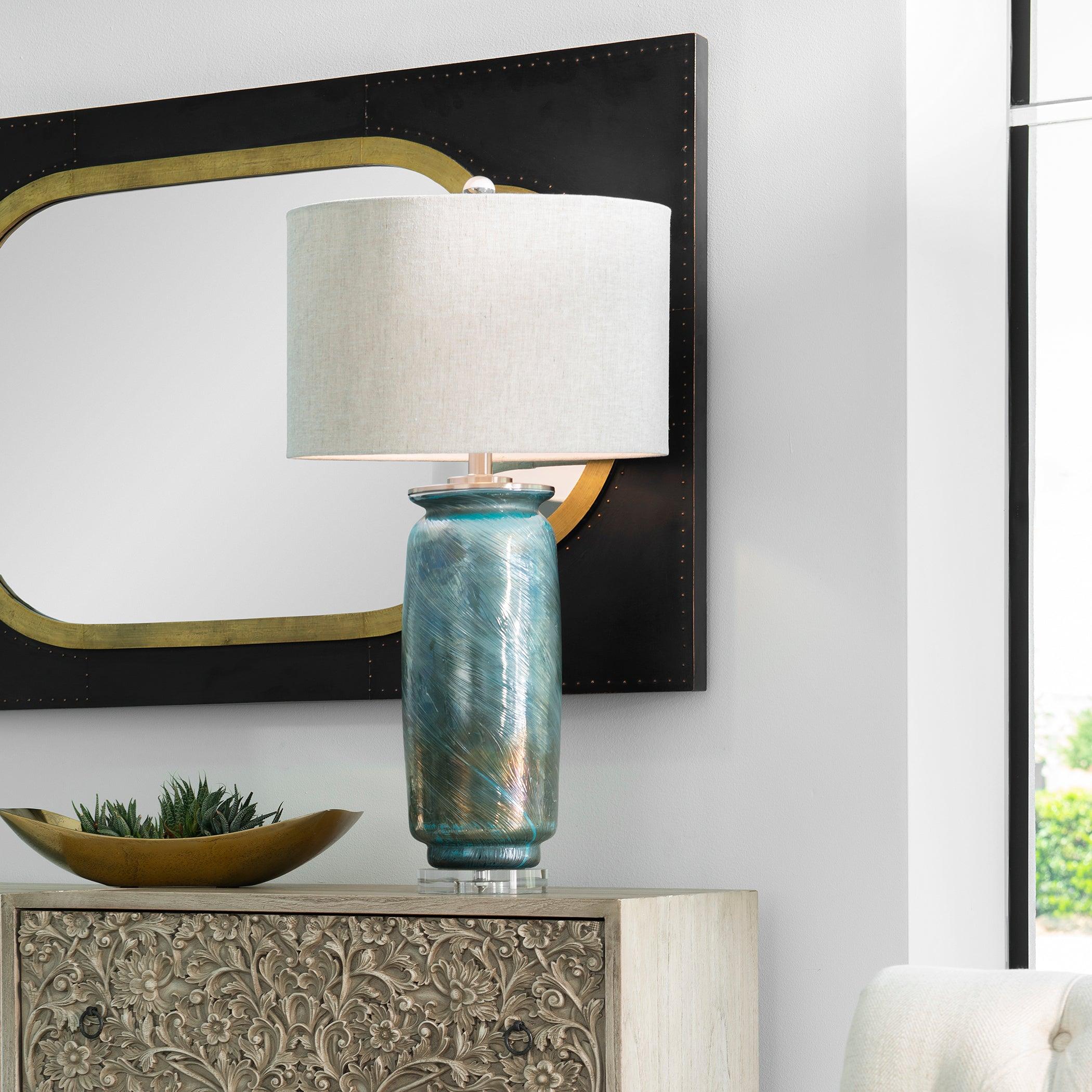 OLESYA SWIRL GLASS TABLE LAMP - Remutear