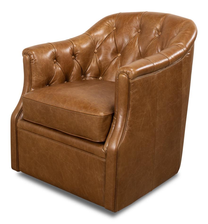 Coolidge Leather Swivel Chair - Cuba Brn - Remutear