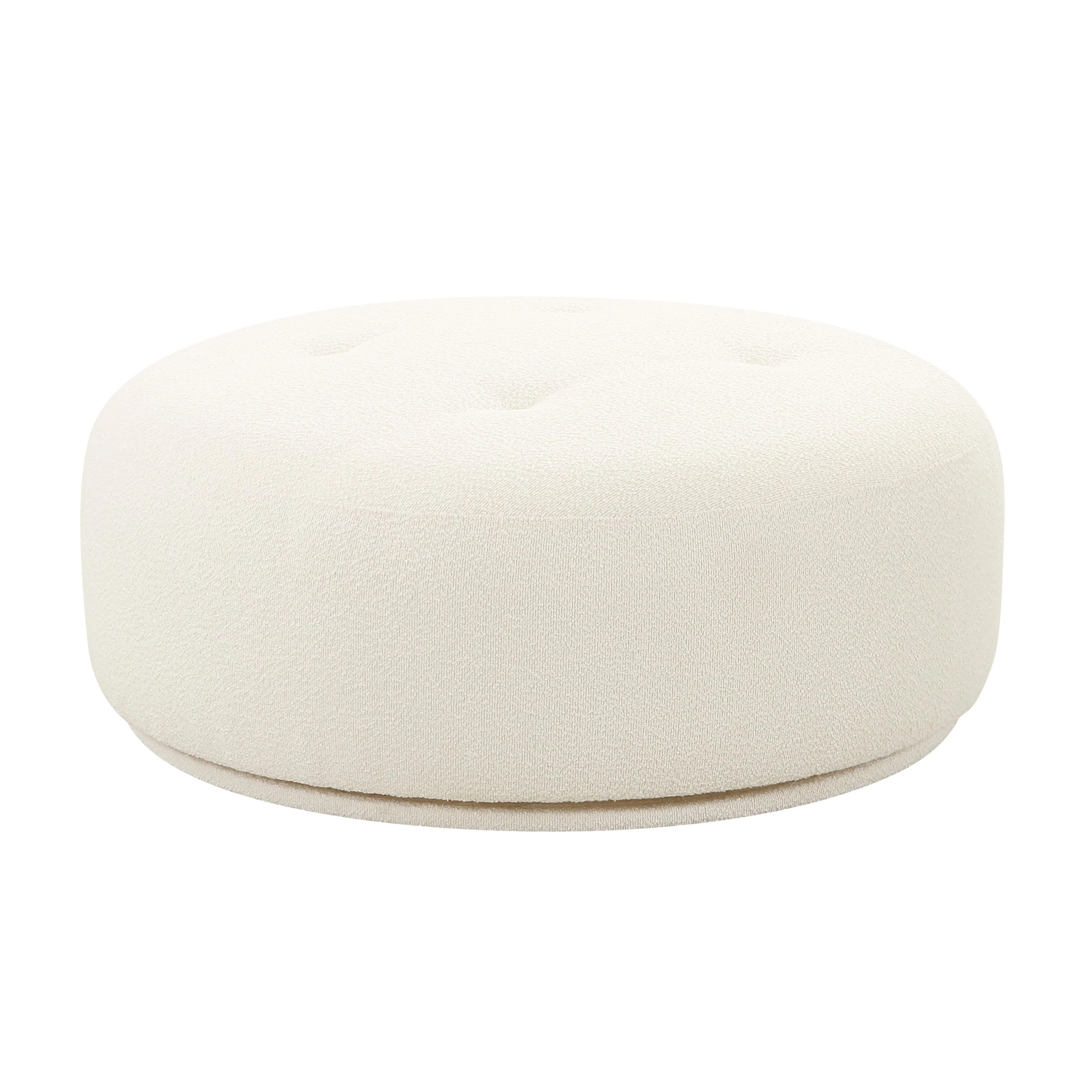 Fickle Cream Boucle Swivel Ottoman - Remutear