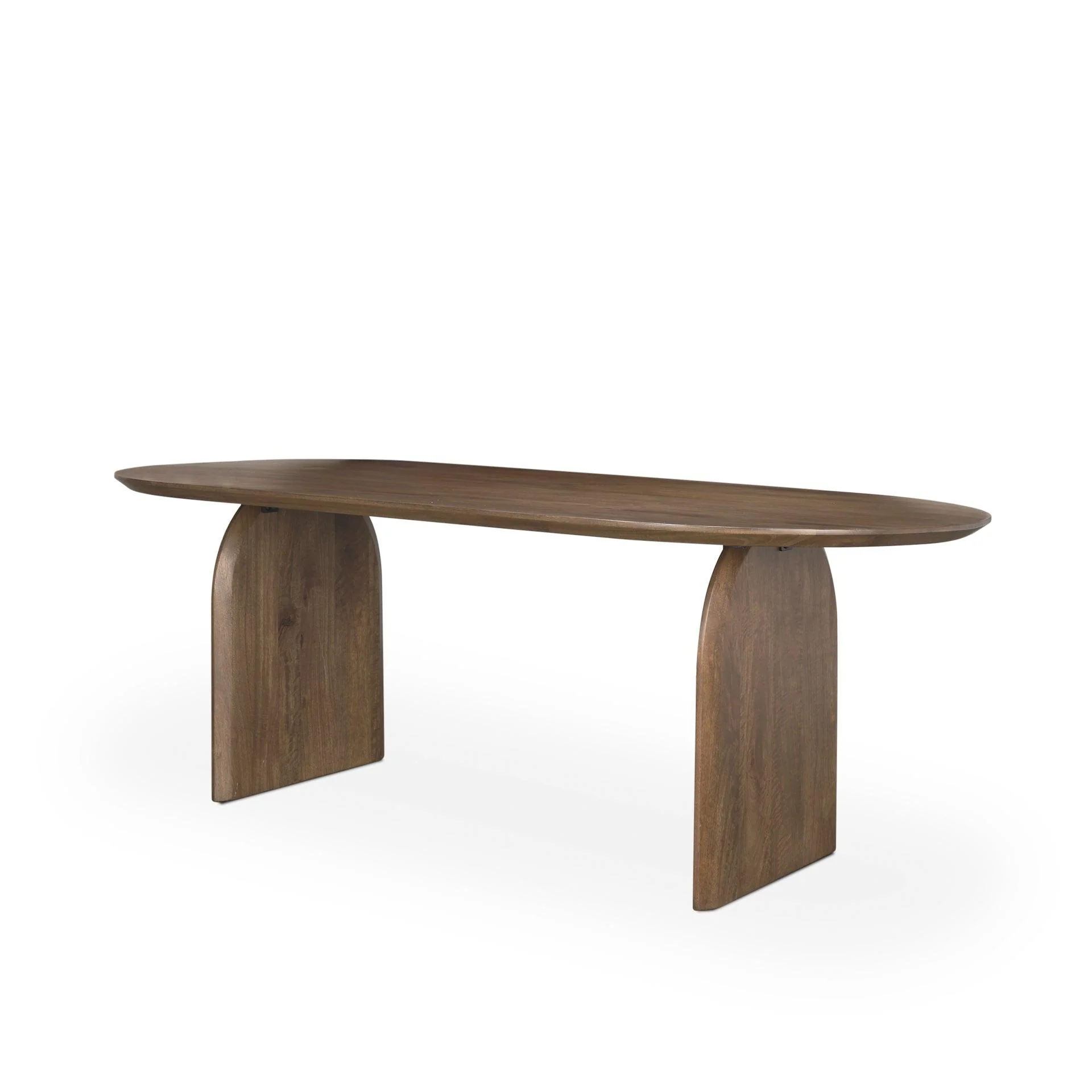 Isla Oval Dining Table w/Dark Brown Wood Top & Arched Legs - Remutear